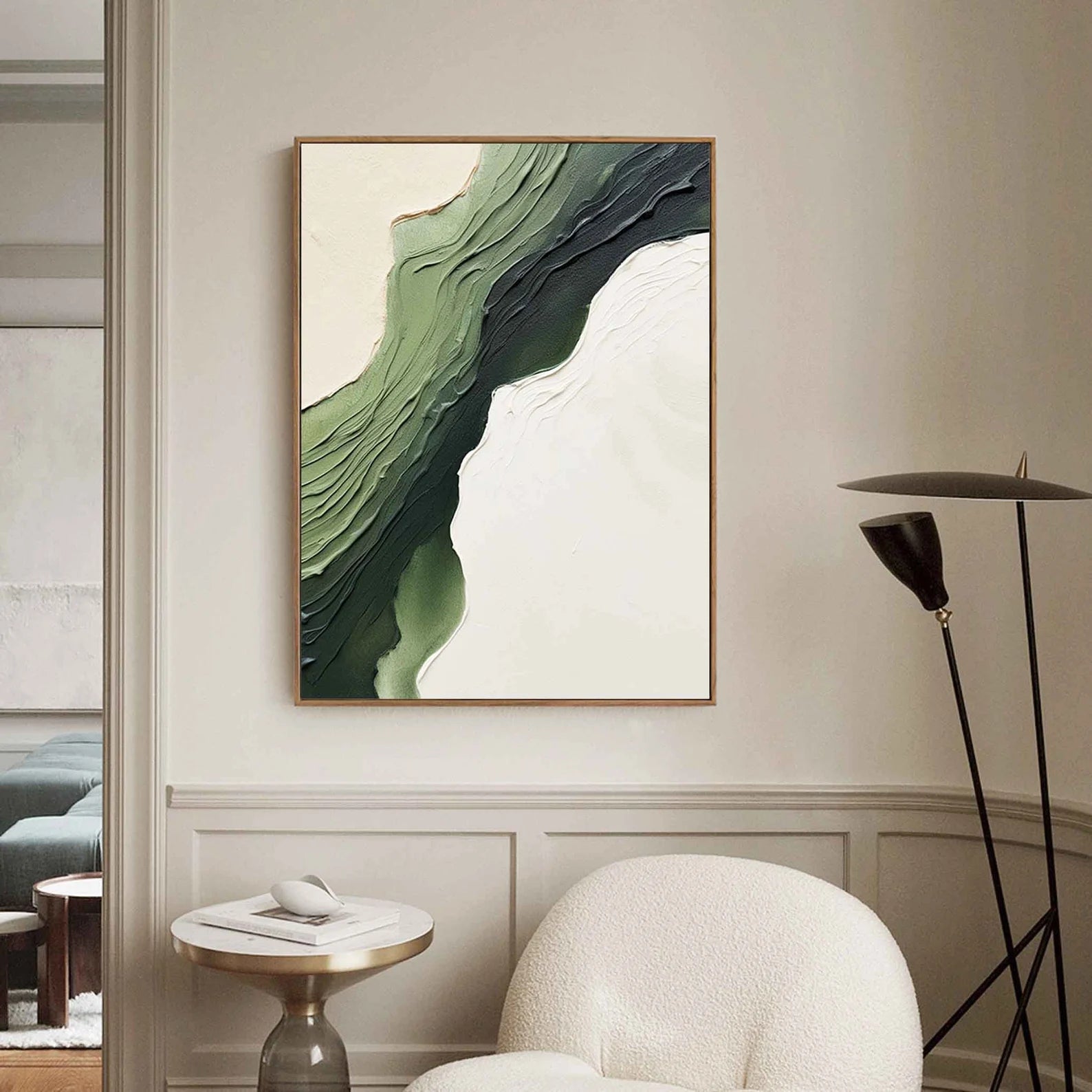 Textured Green Flow | Nature White