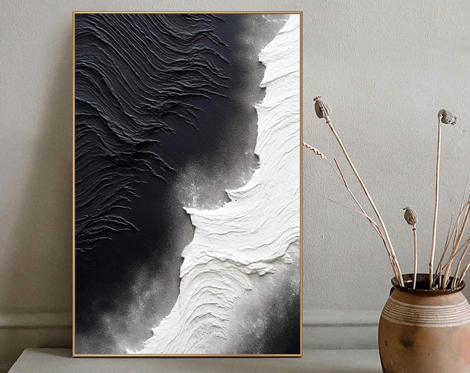 Textured Wave Contrast | Black White