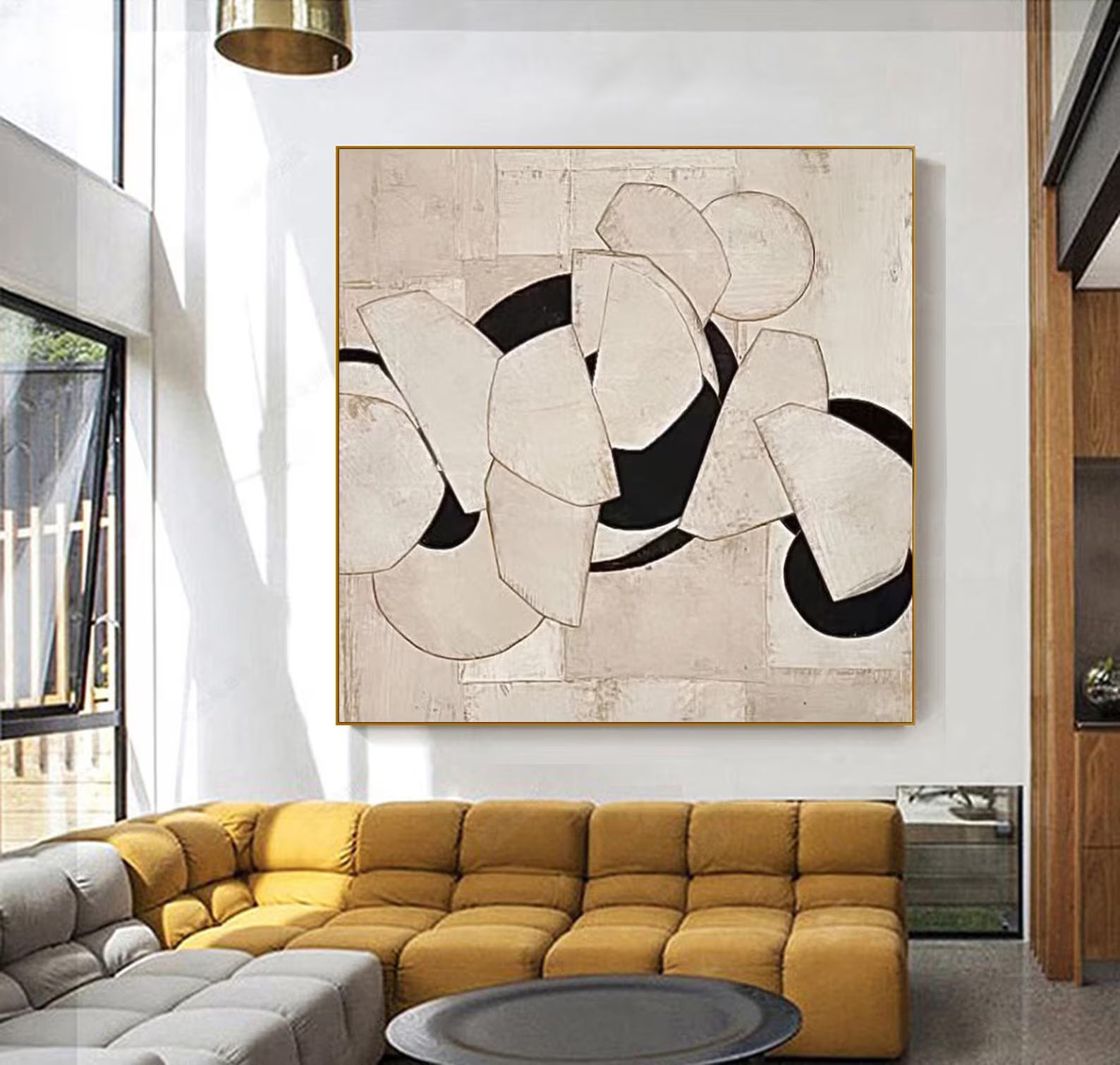 Abstract Beige Black Art | Timeless Sophistication