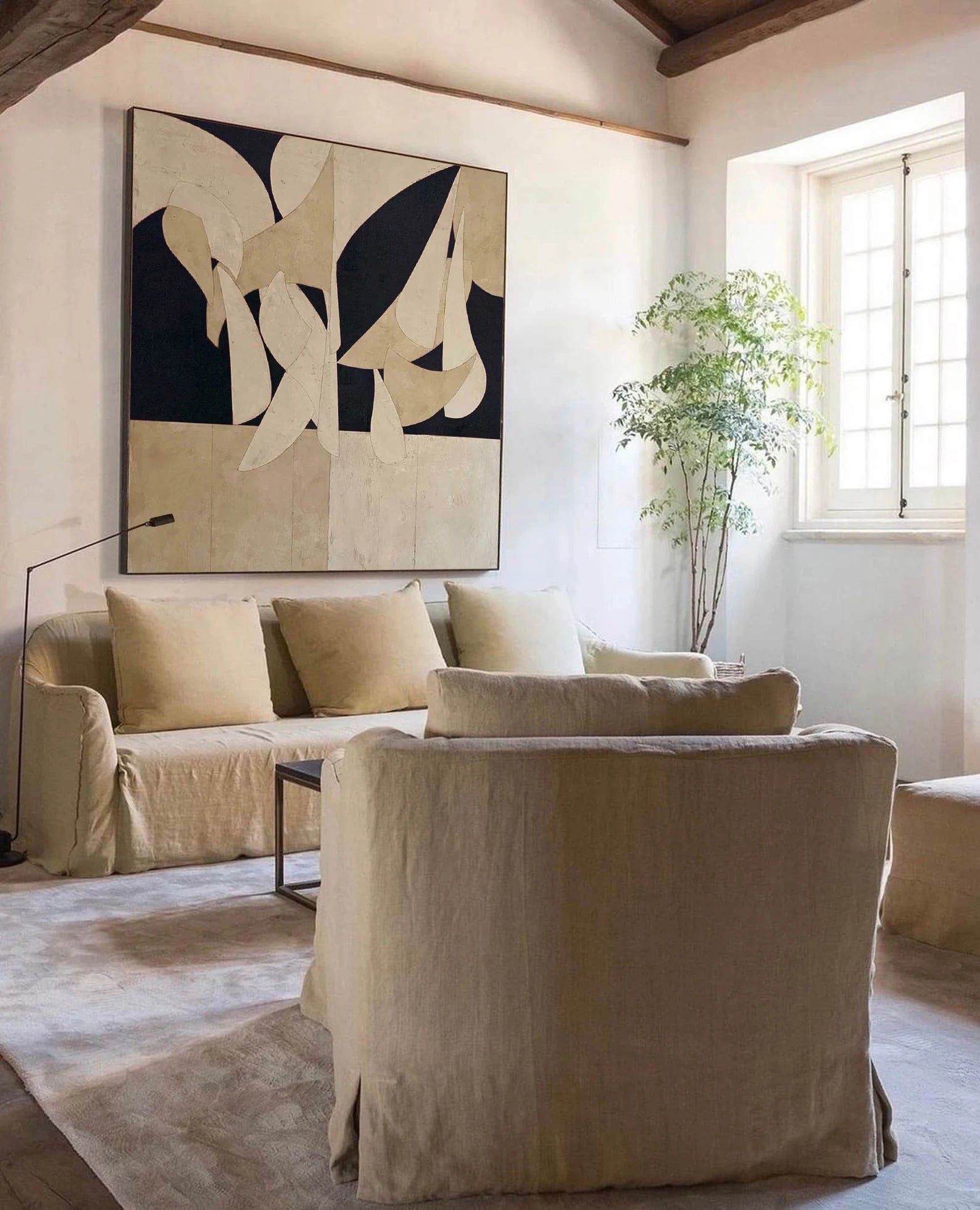 Abstract Neutral Shape Art | Chic Sophistication