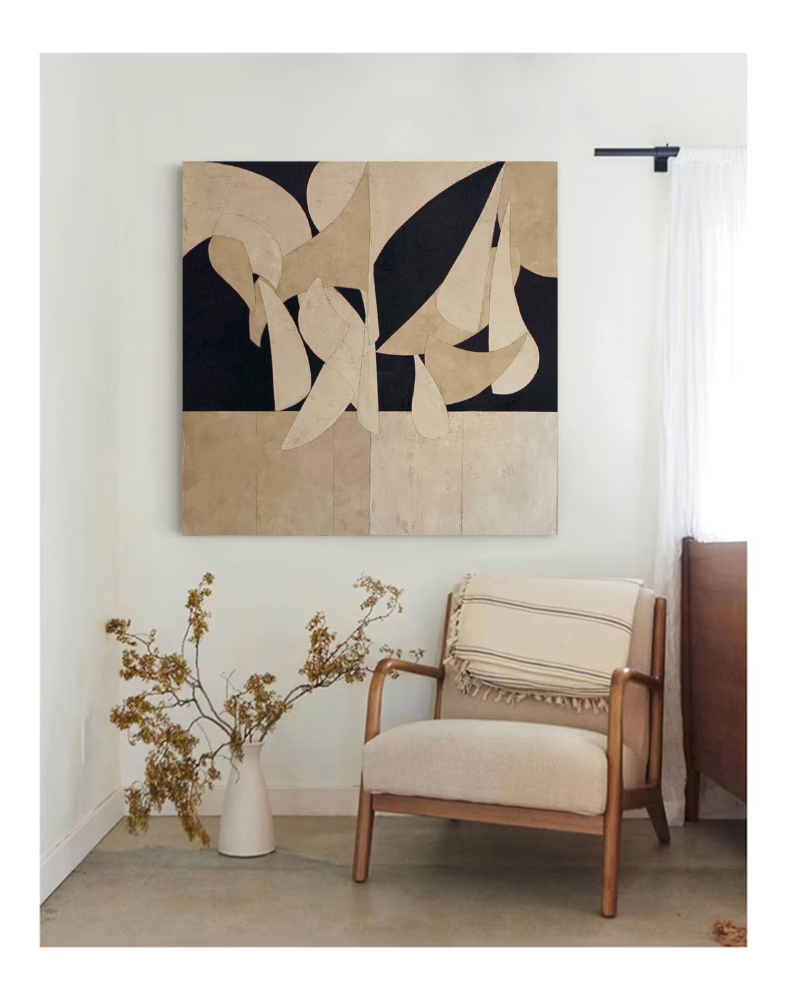 Abstract Neutral Shape Art | Chic Sophistication