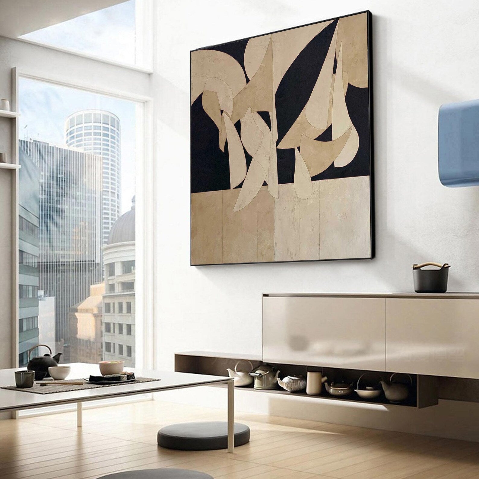 Abstract Neutral Shape Art | Chic Sophistication