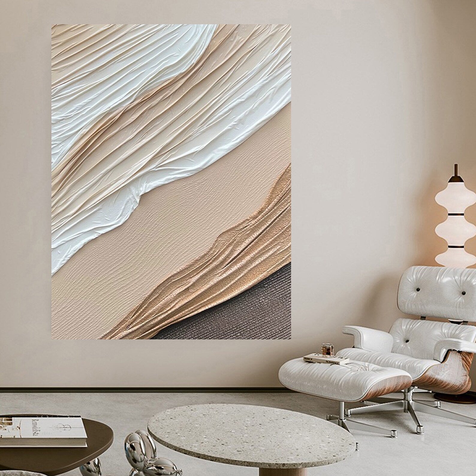 Textured Dune Sophistication | Beige White