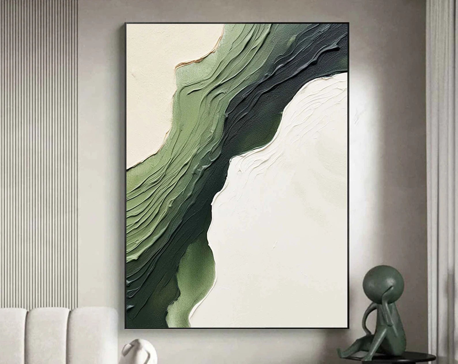 Textured Green Flow | Nature White