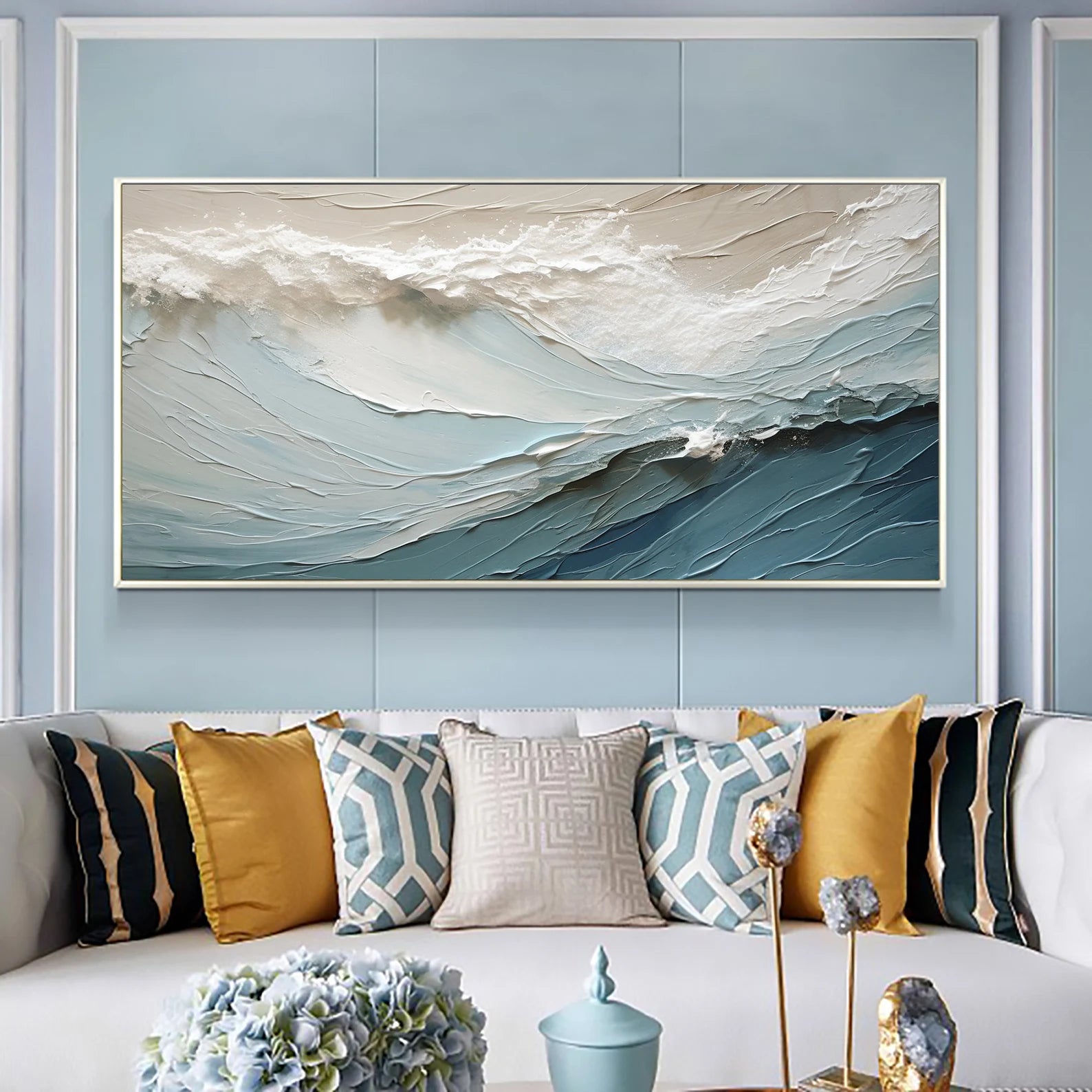 Textured Wave Opulence | Pale Teal