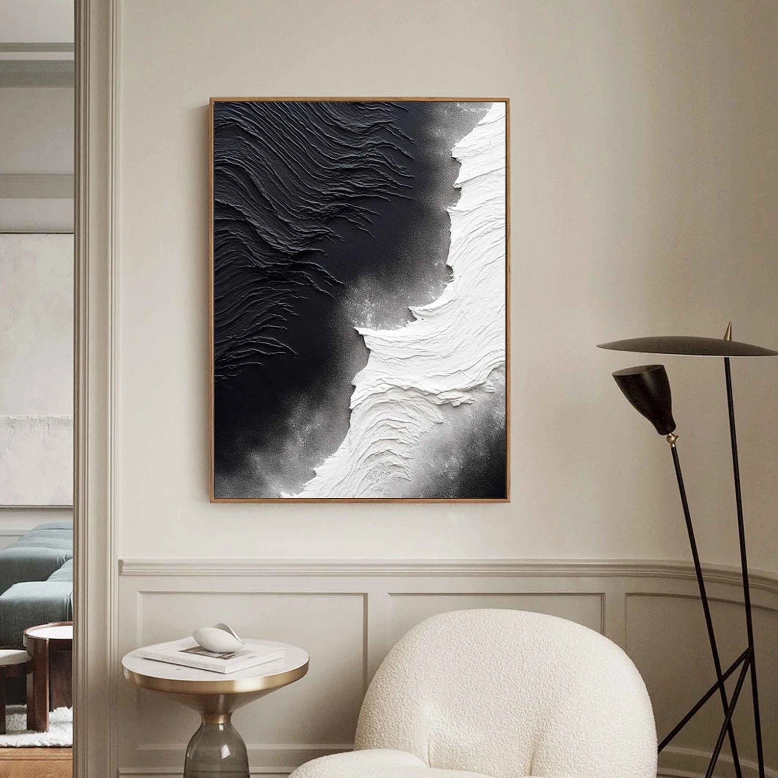 Textured Wave Contrast | Black White