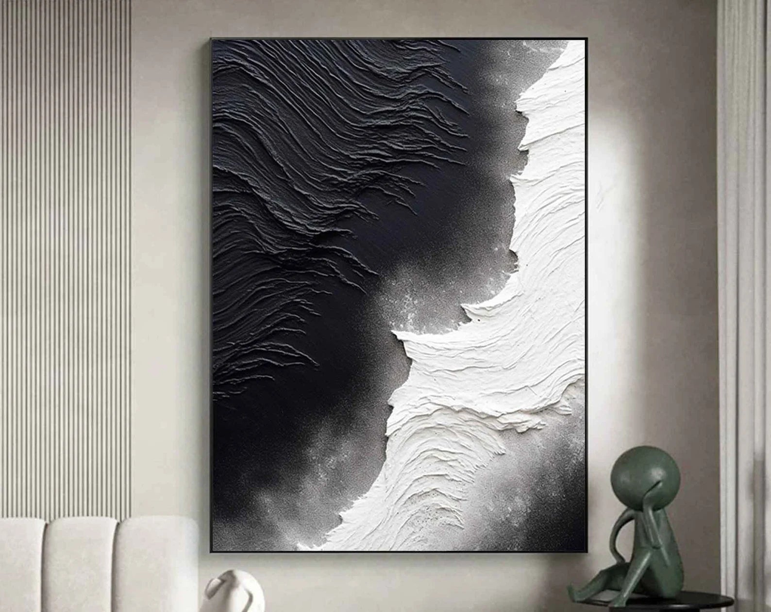 Textured Wave Contrast | Black White