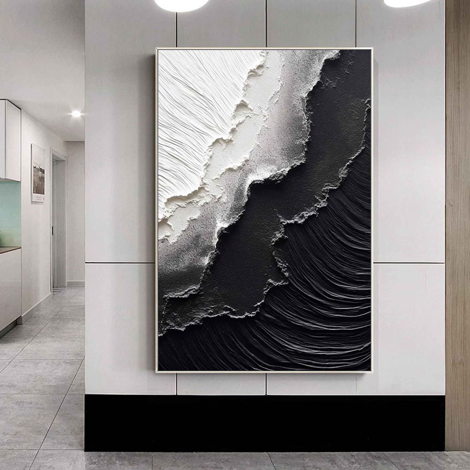 Textured Monochrome Waves | Black White