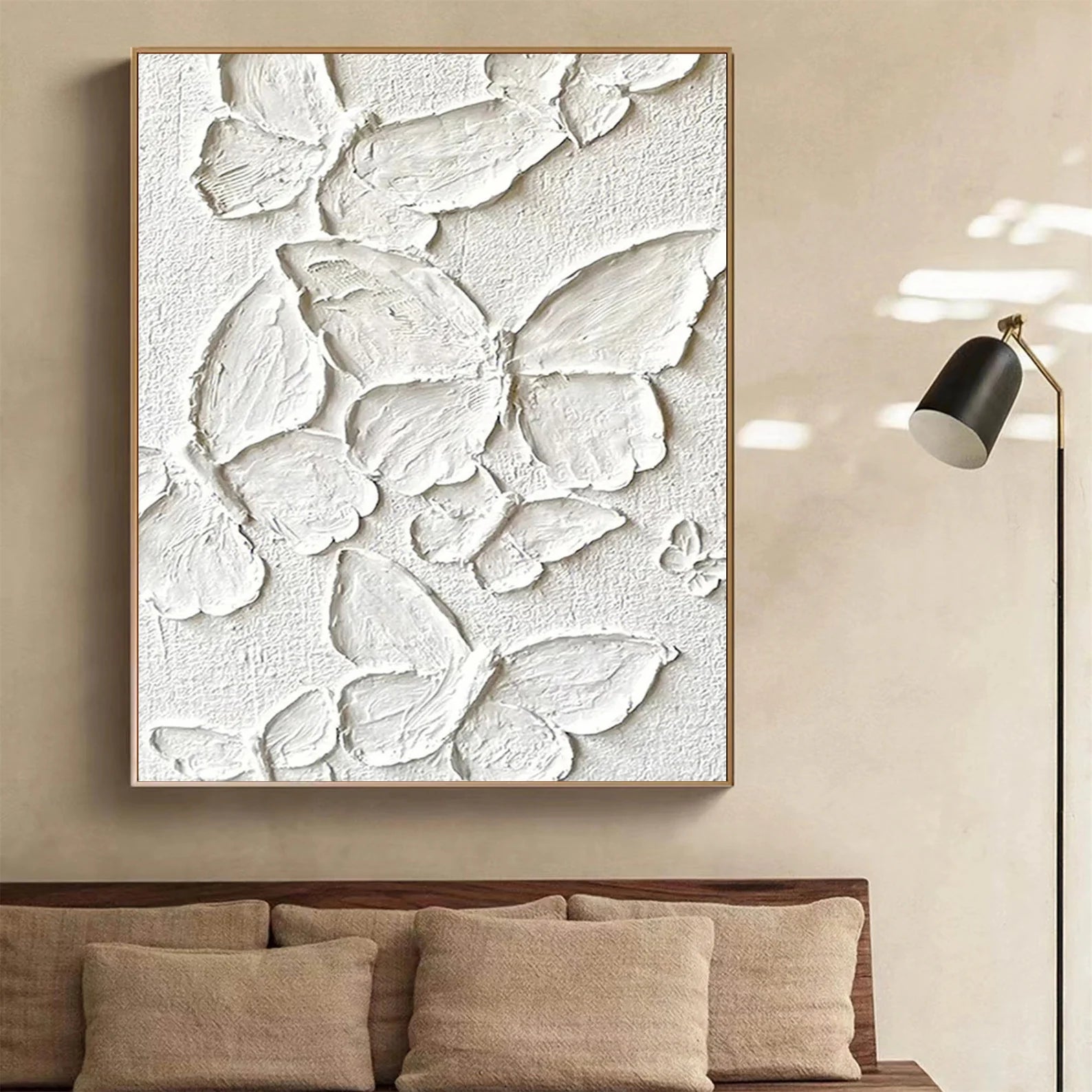 Textured Butterfly Opulence | White Beige