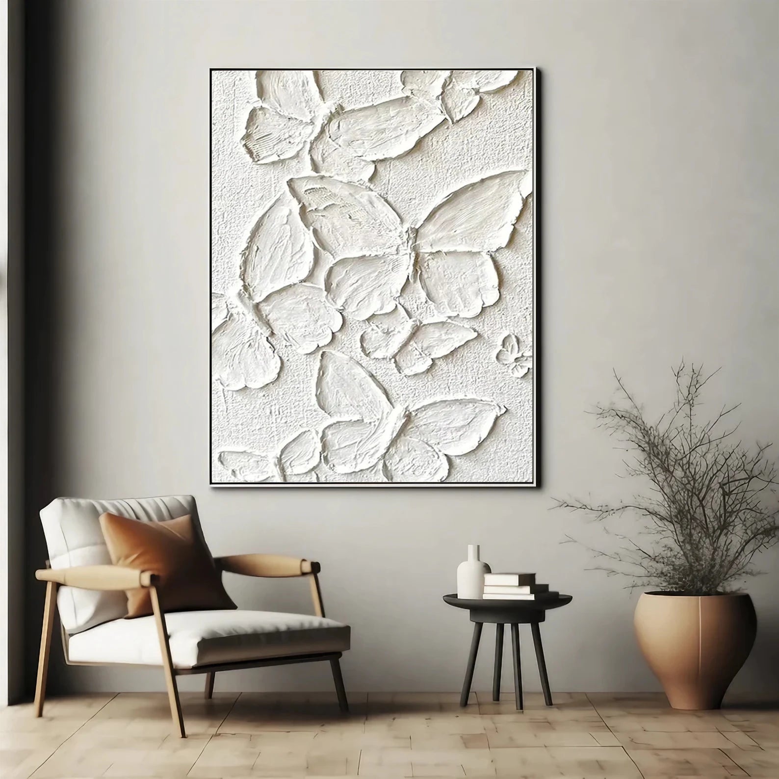Textured Butterfly Opulence | White Beige