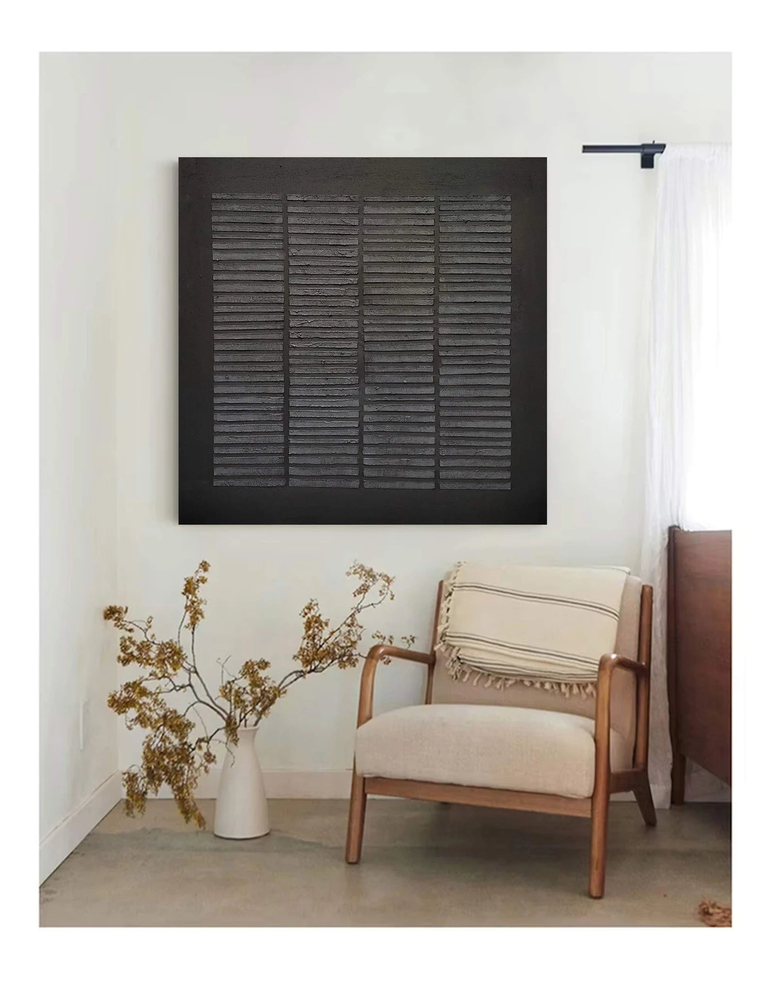 Textured Black Grid Art | Edgy Sophistication