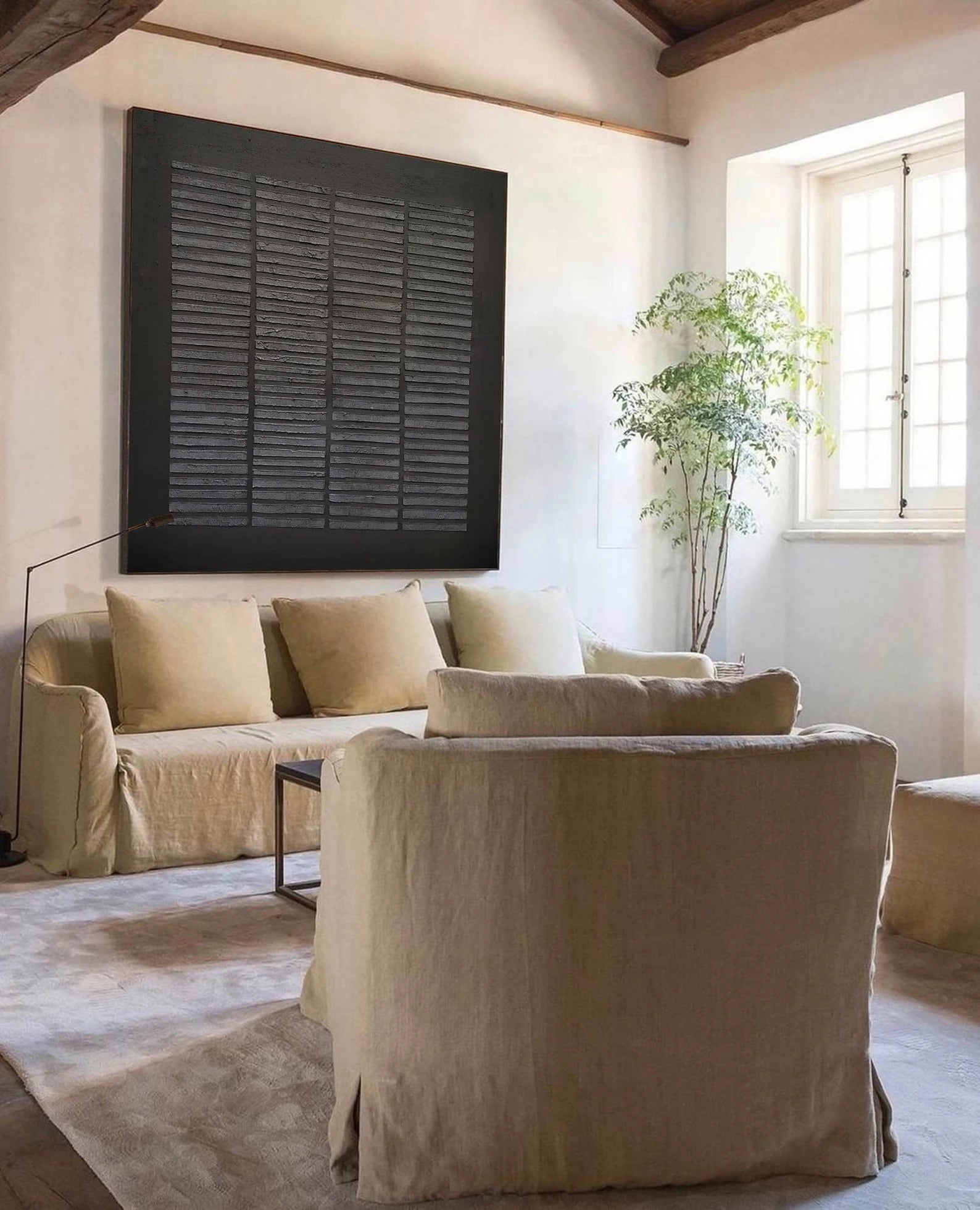 Textured Black Grid Art | Edgy Sophistication