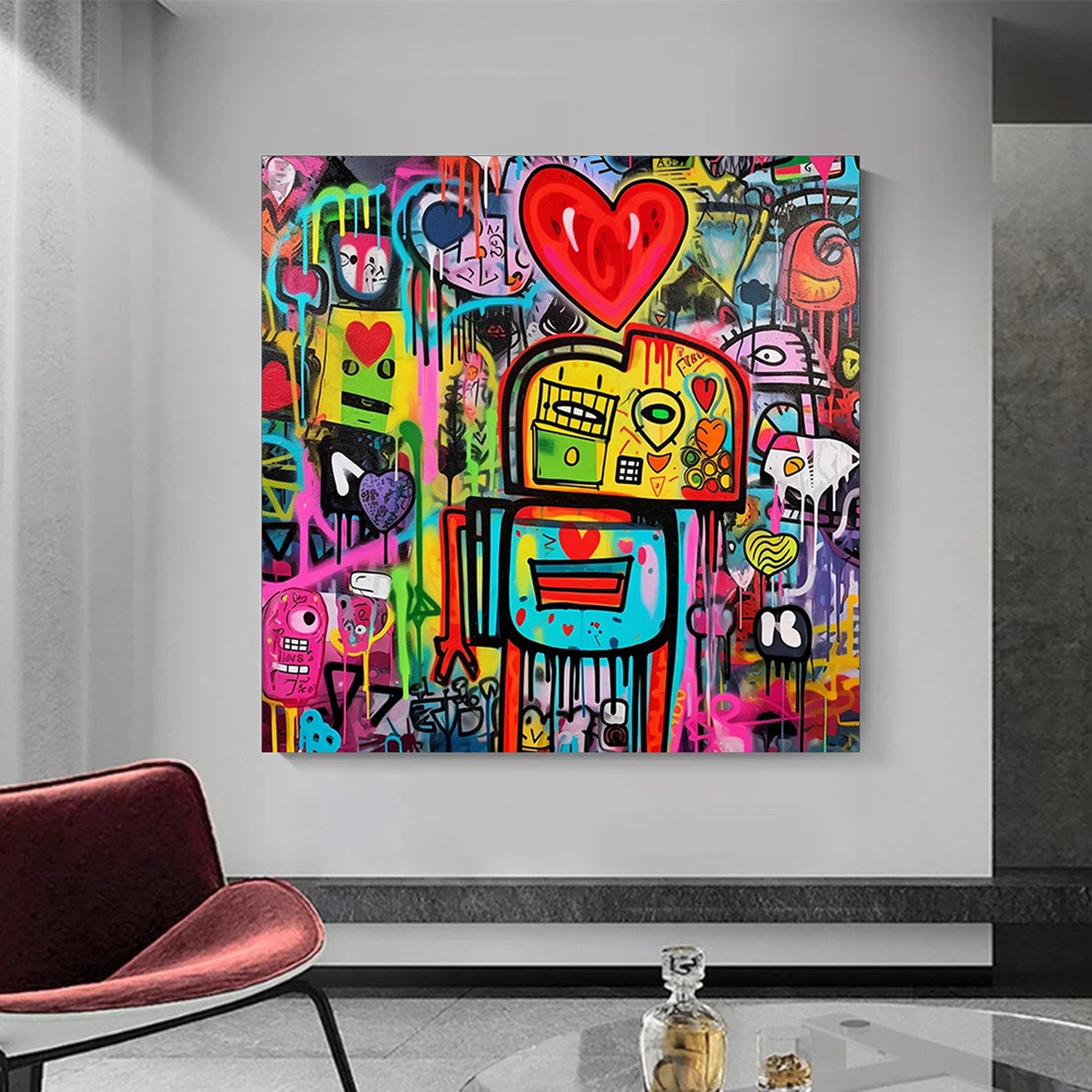 Vibrant Graffiti Ensemble | Heart Accents