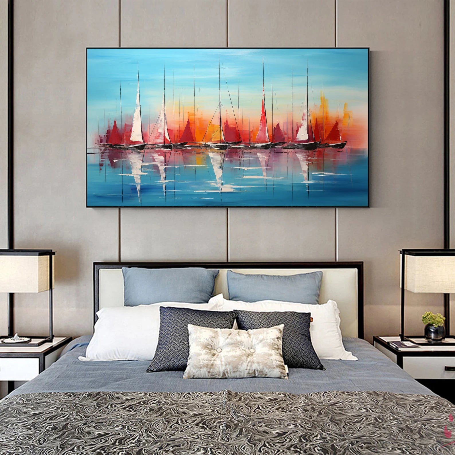 Textured Sailboat Opulence | Sunset Glow