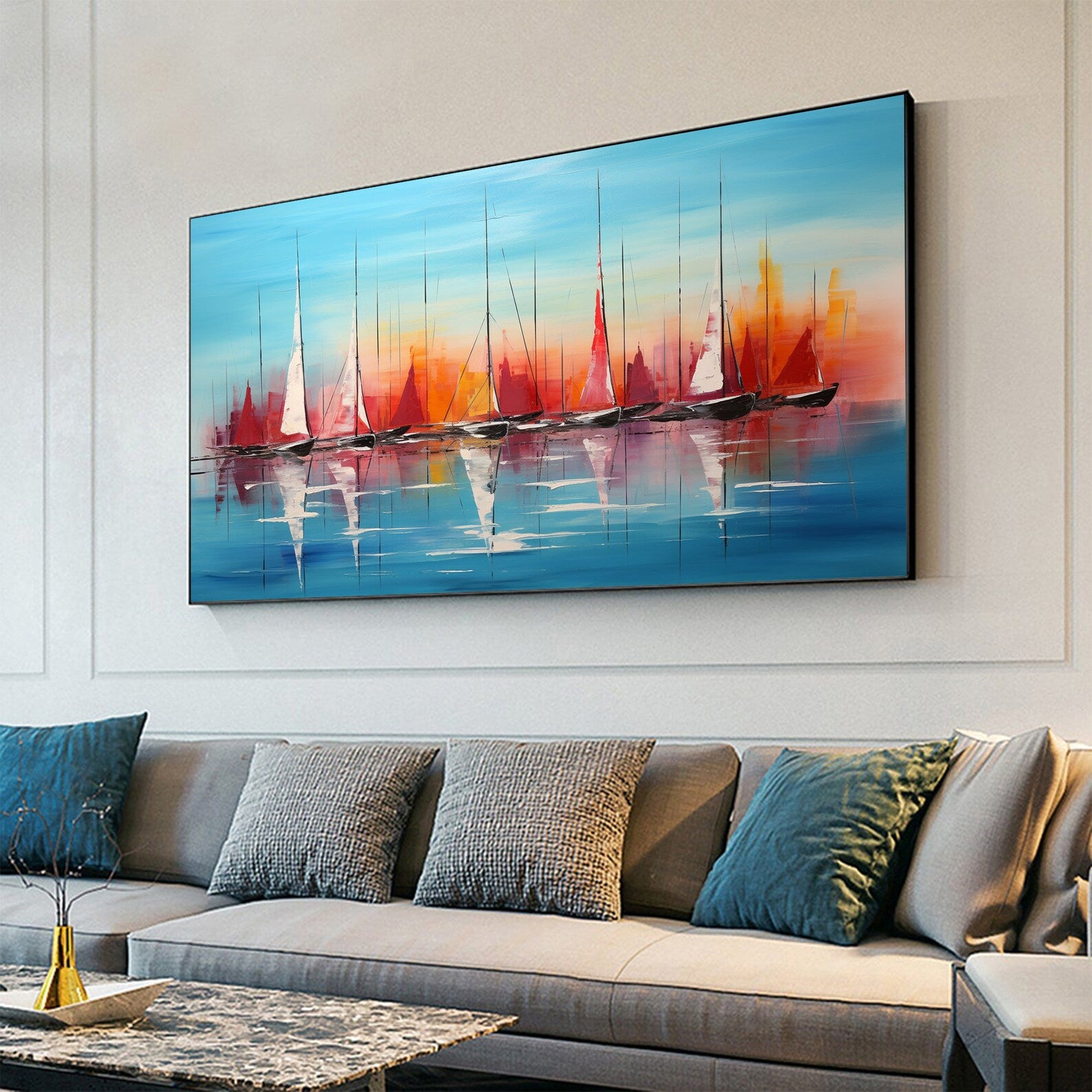 Textured Sailboat Opulence | Sunset Glow