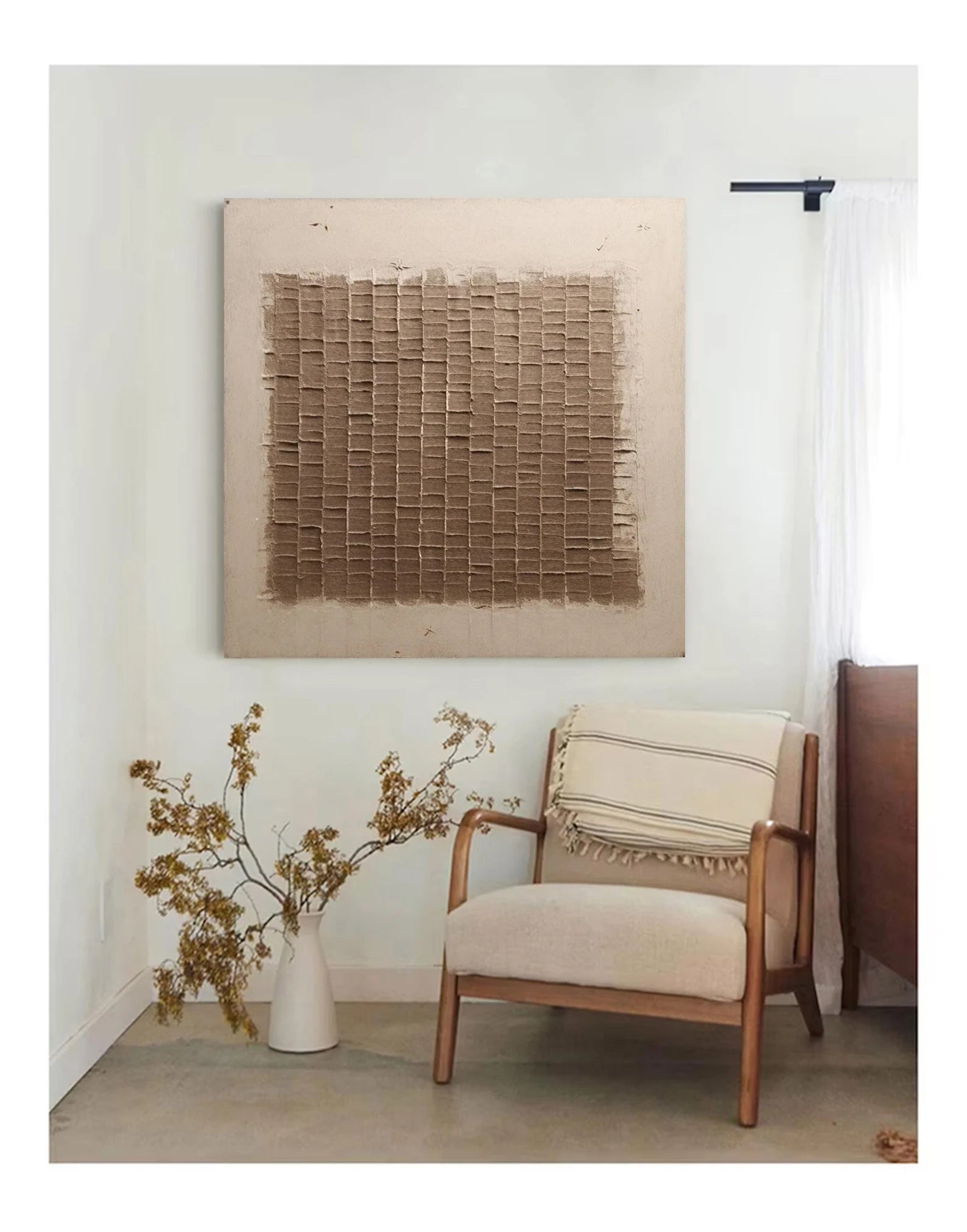 Textured Brown Grid Art | Neutral Sophistication