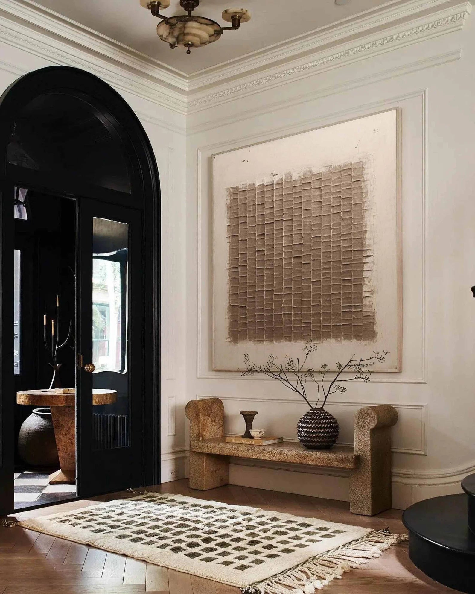 Textured Brown Grid Art | Neutral Sophistication