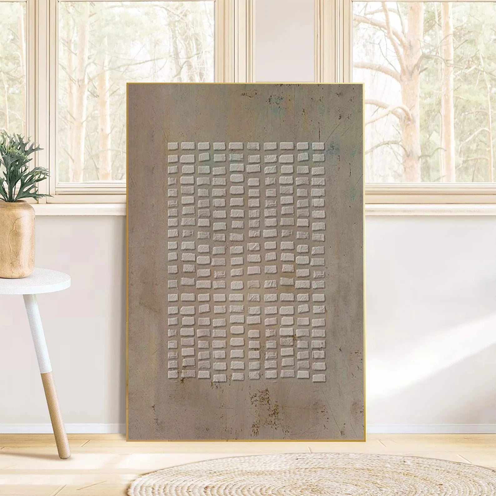 Textured Grid Block Art | Understated Sophistication