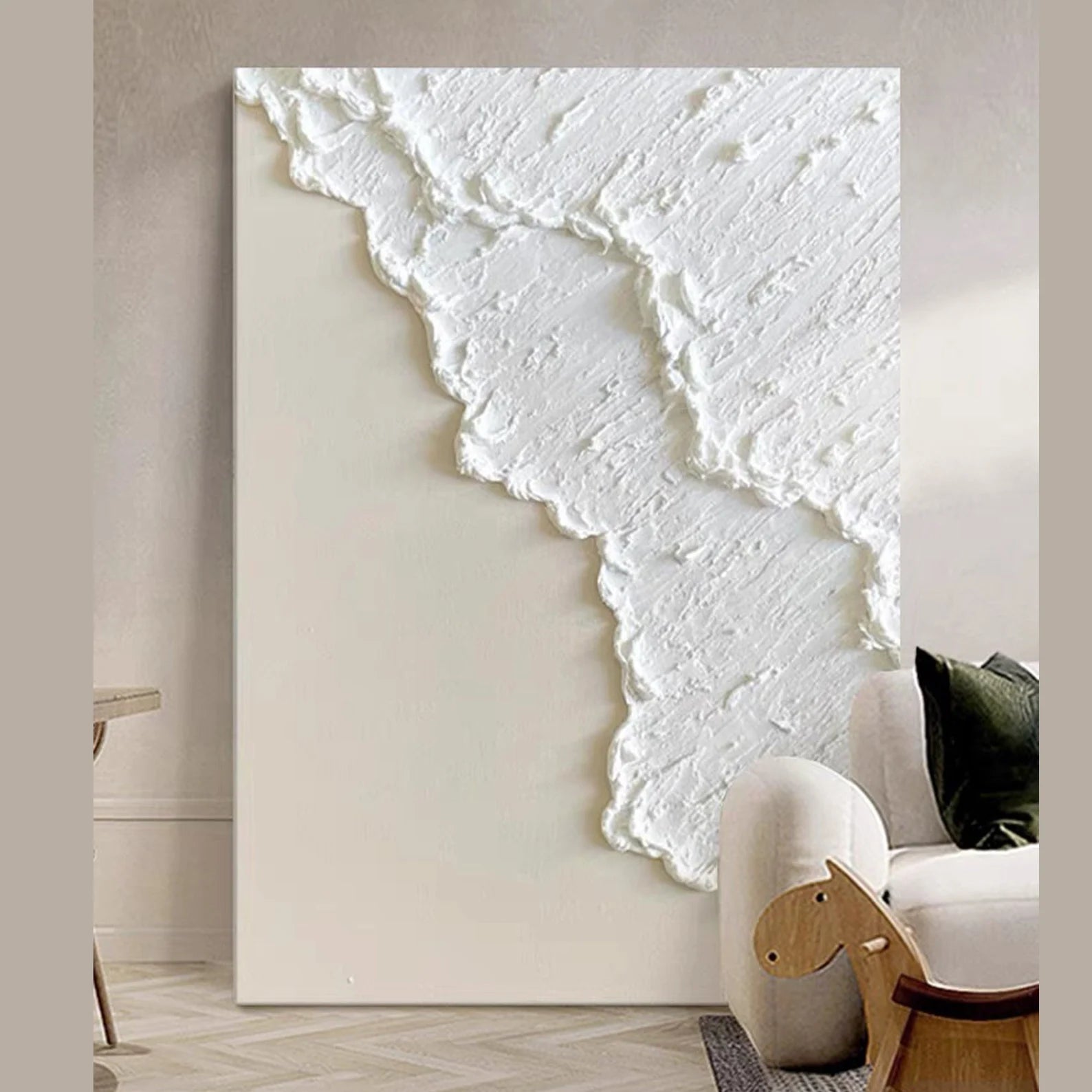 Textured Frost Elegance | White Beige