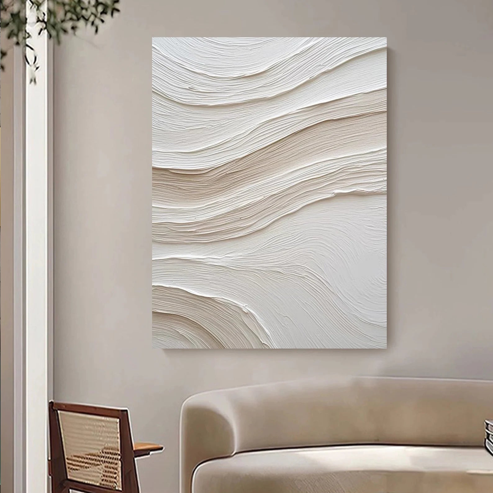 Textured Wave Minimalism | White Beige