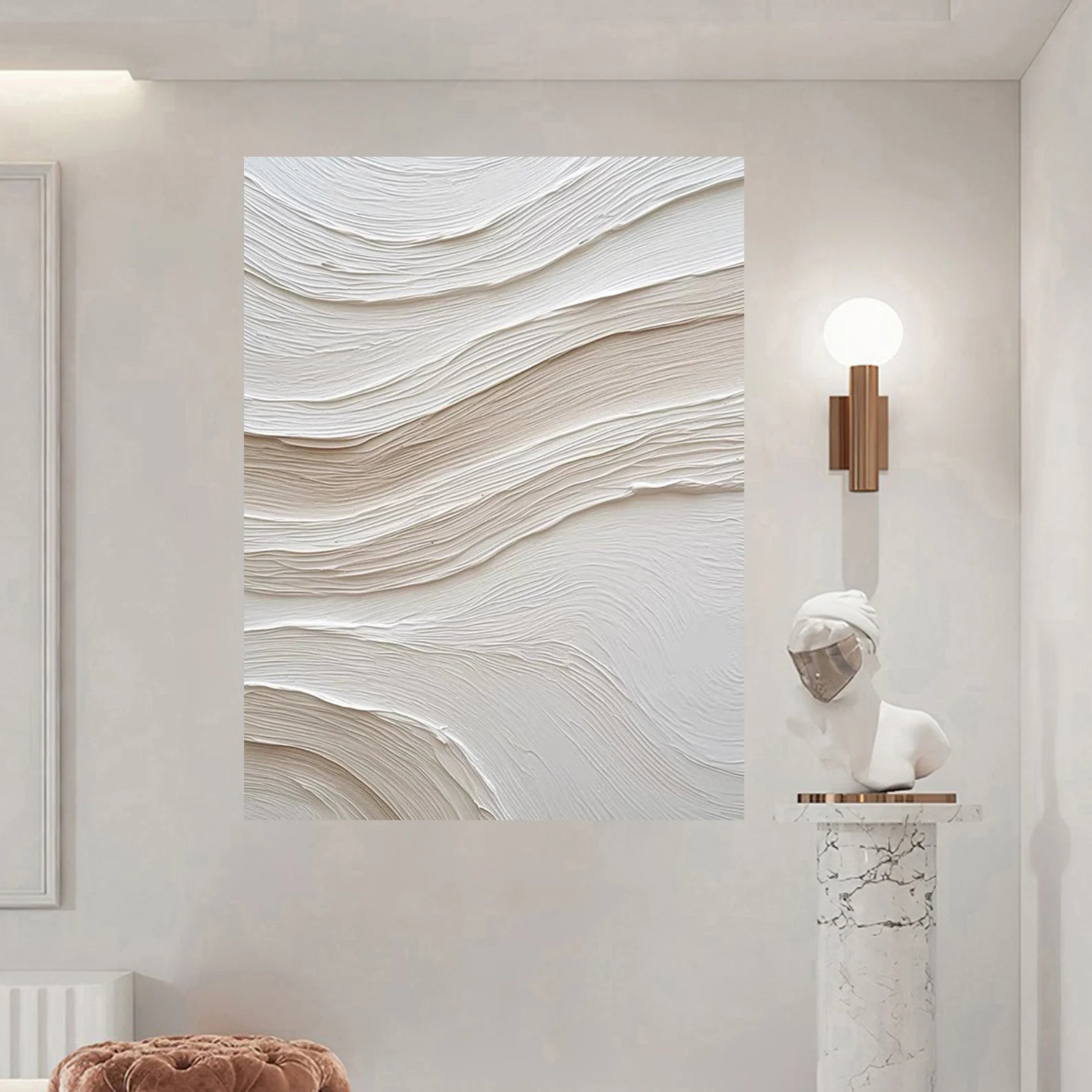 Textured Wave Minimalism | White Beige