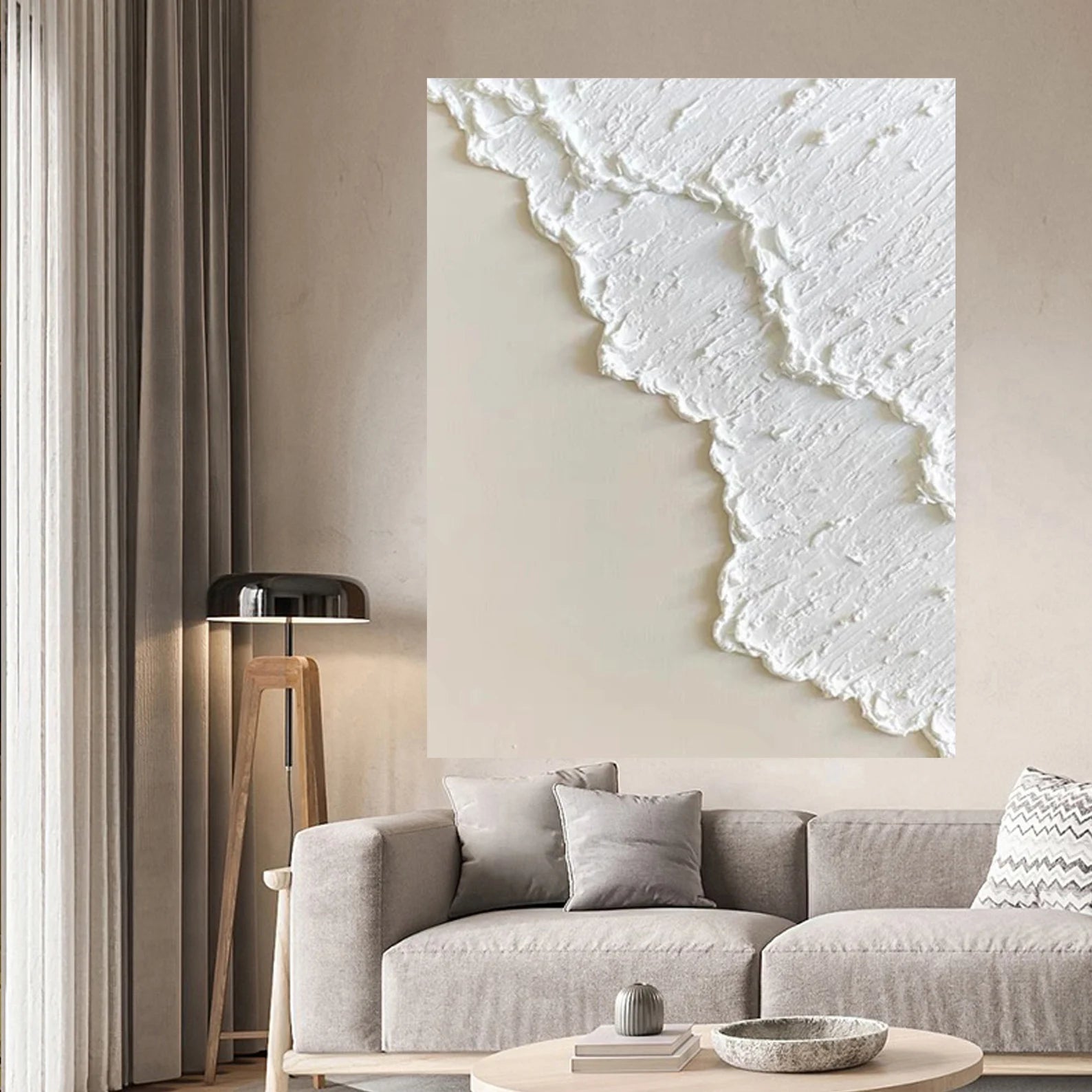 Textured Frost Elegance | White Beige