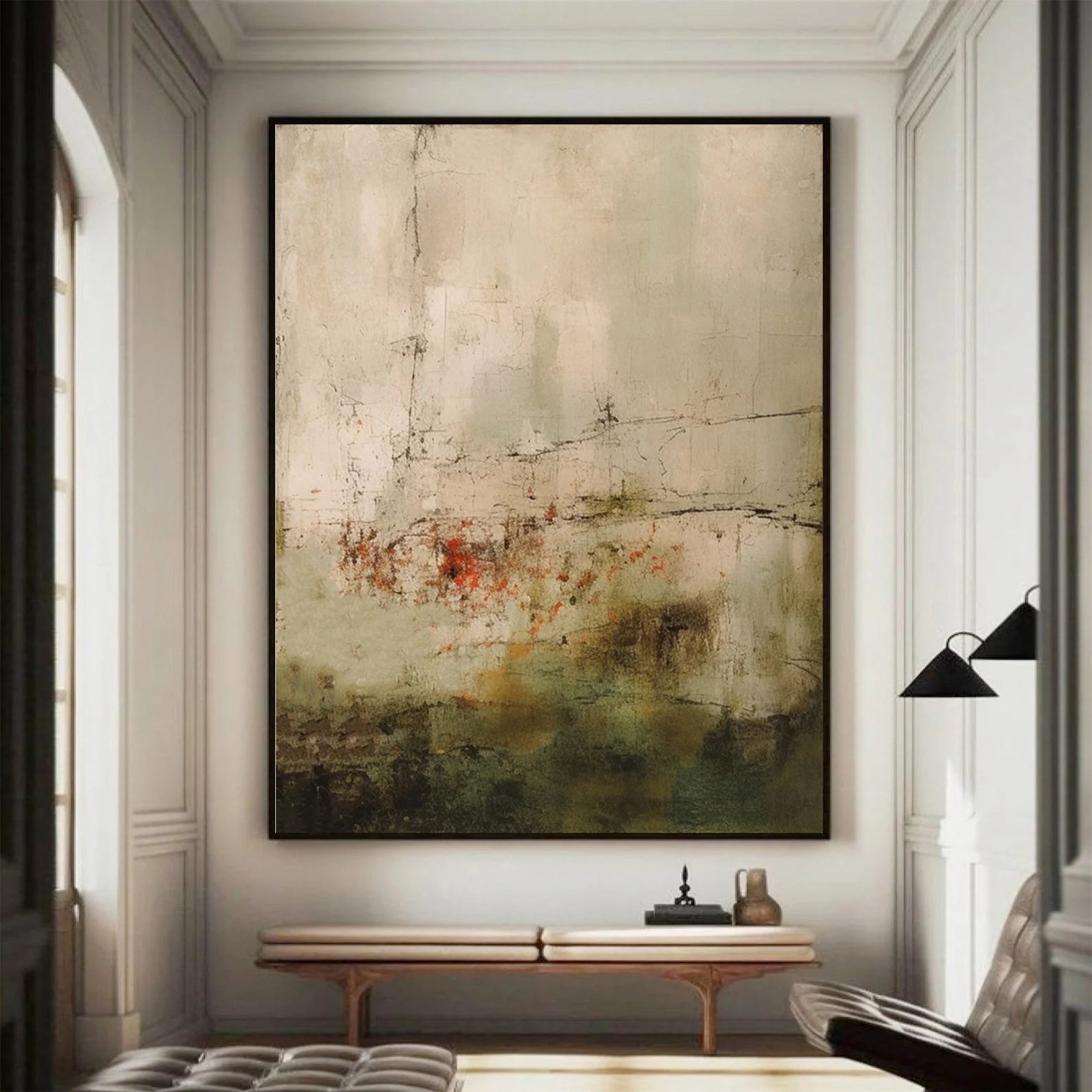 Textured Botanical Nuance | Green Beige