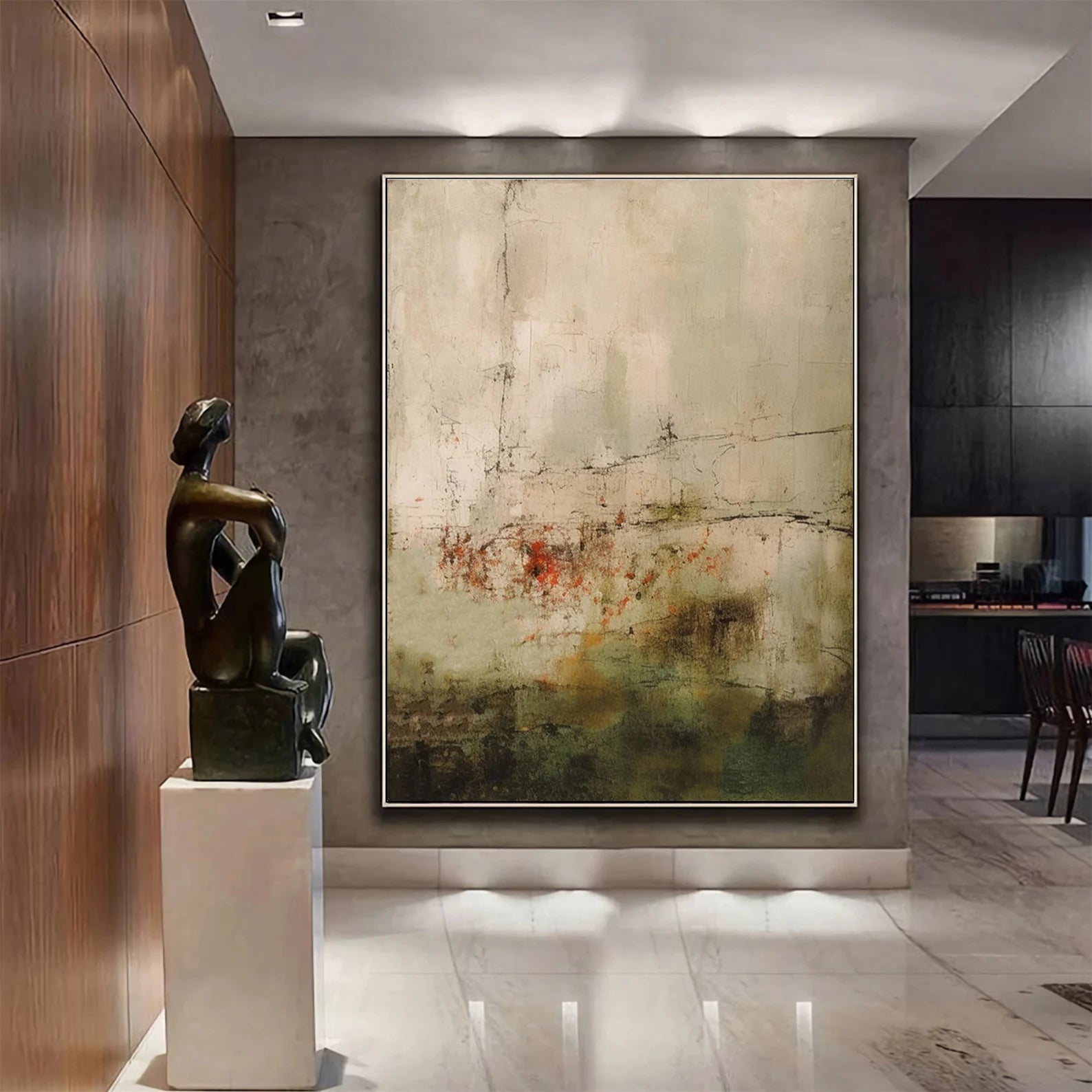 Textured Botanical Nuance | Green Beige