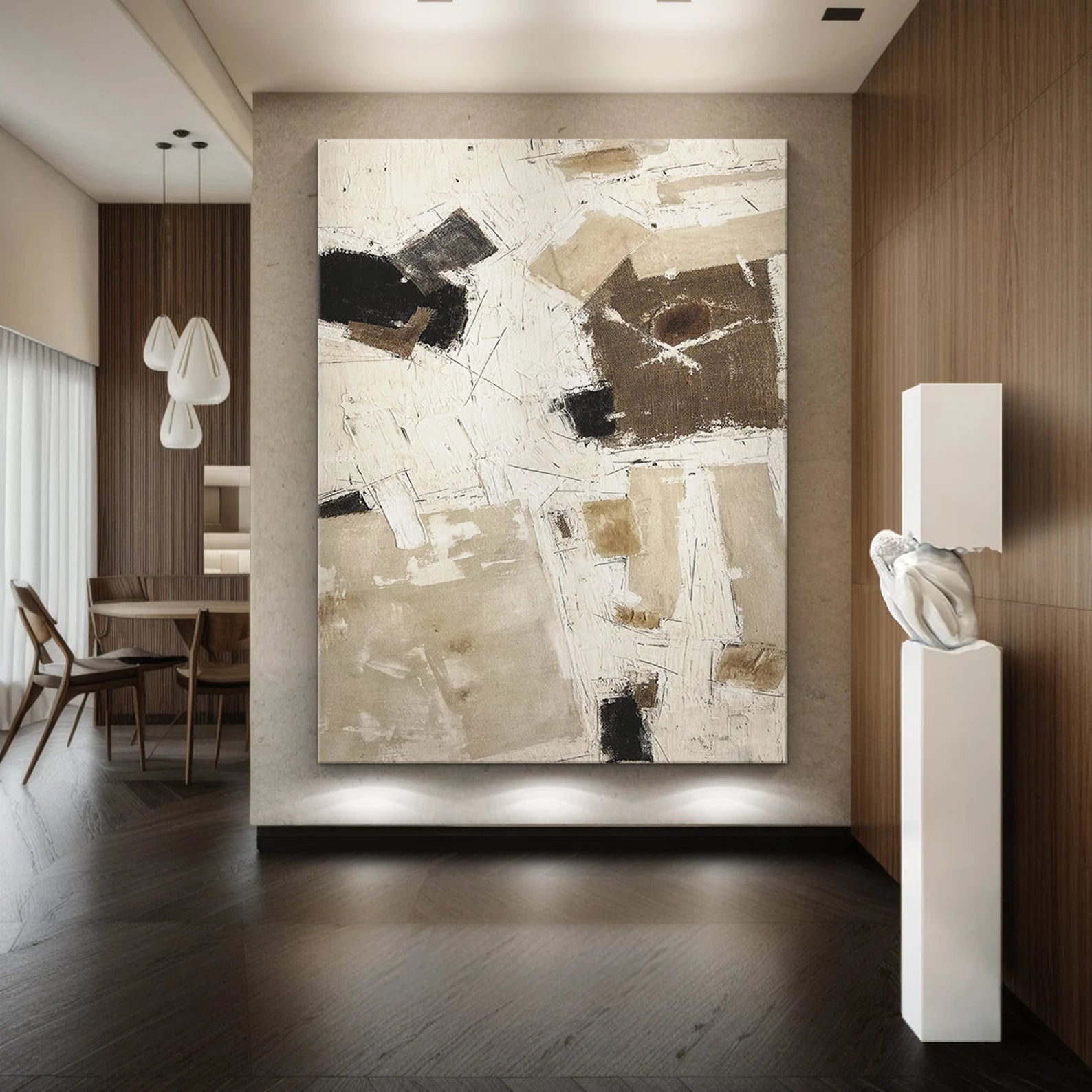 Textured Geometric Neutrals | Beige Black