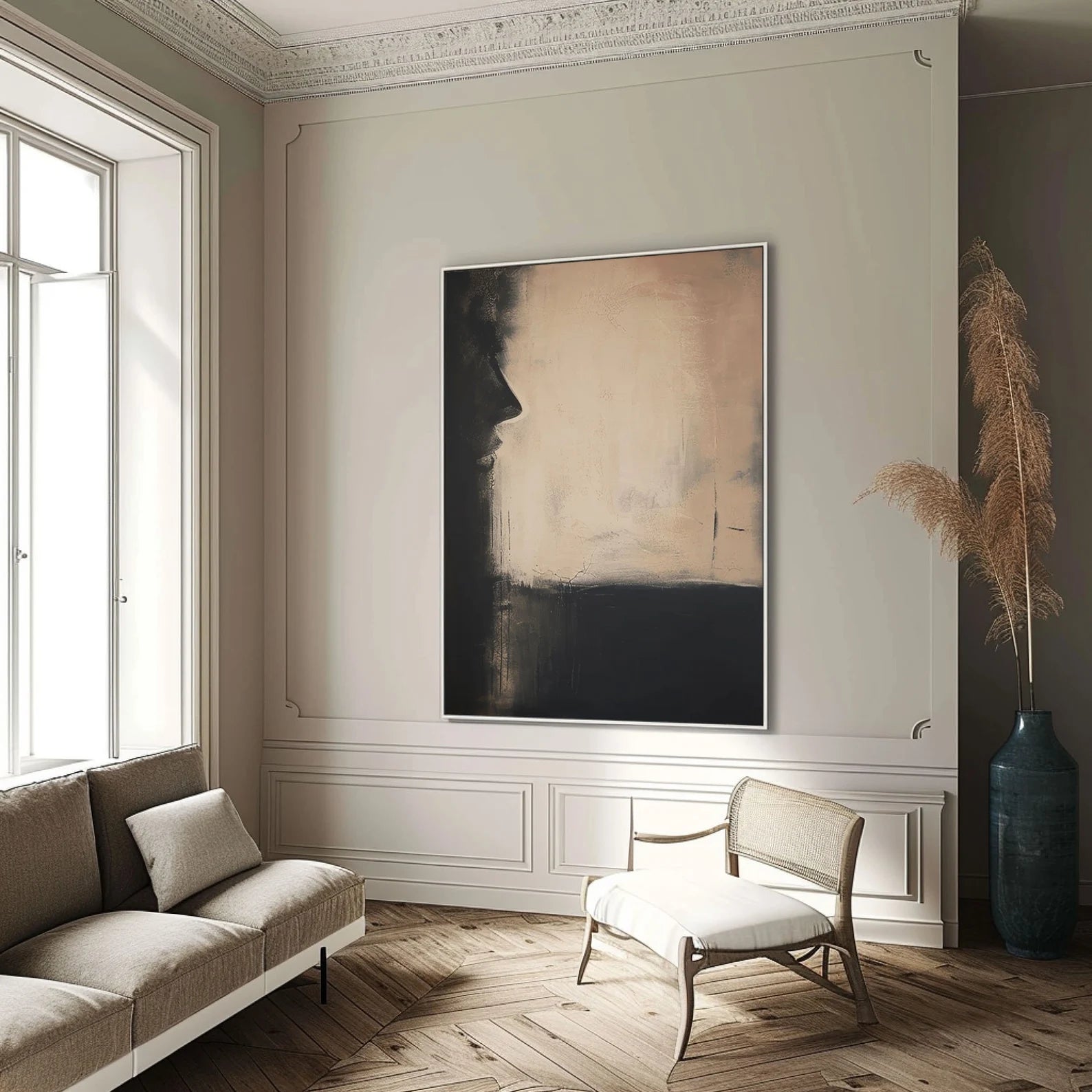 Textured Minimalist Portrait Art | Subtle Artistic Depth