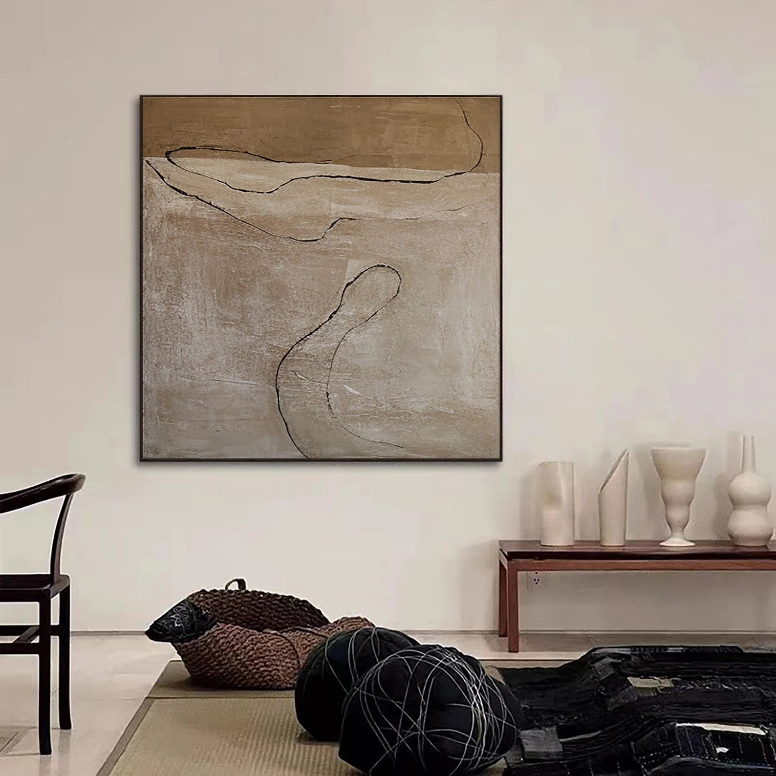 Textured Neutral Abstraction | Beige Line