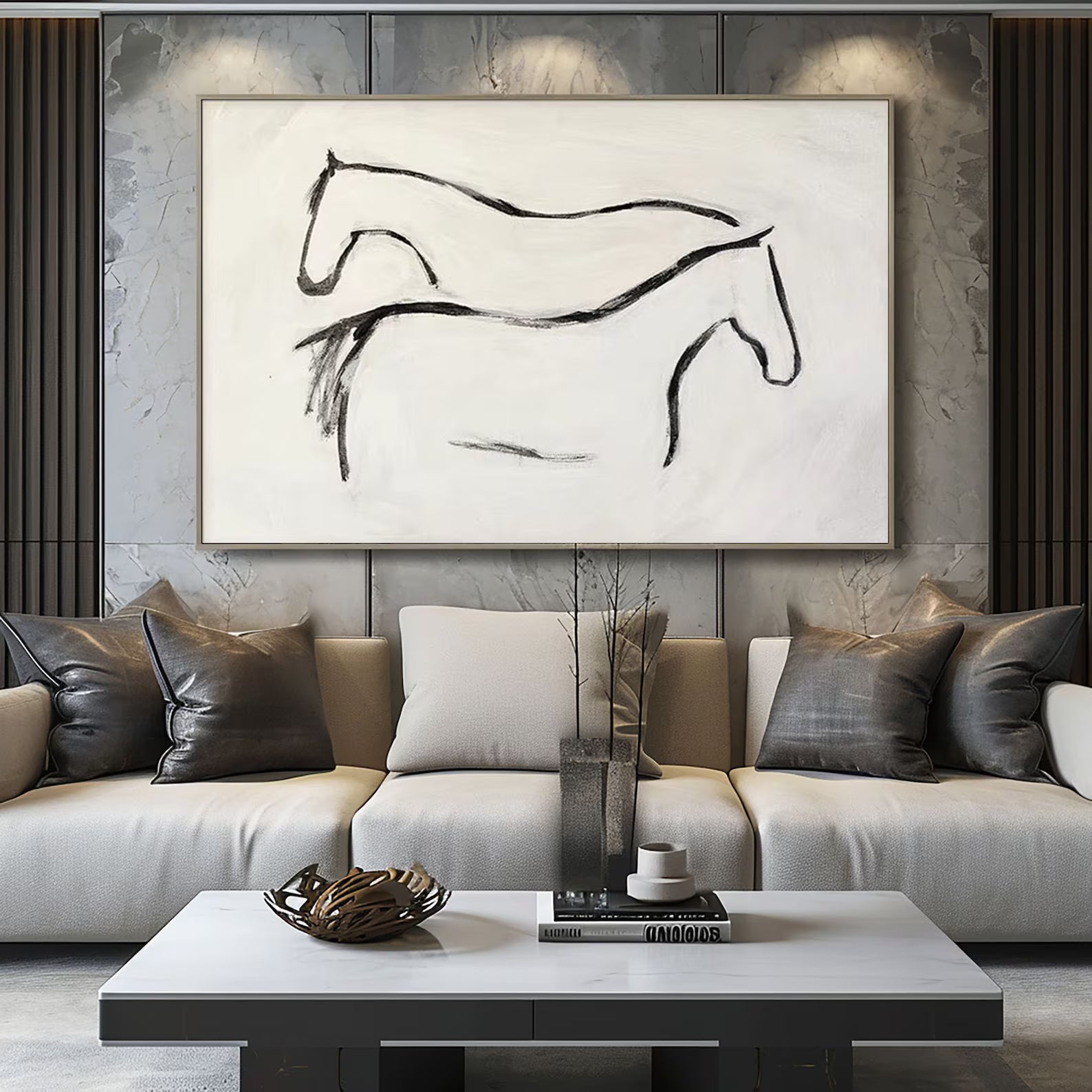 Textured Equine Simplicity | Black White