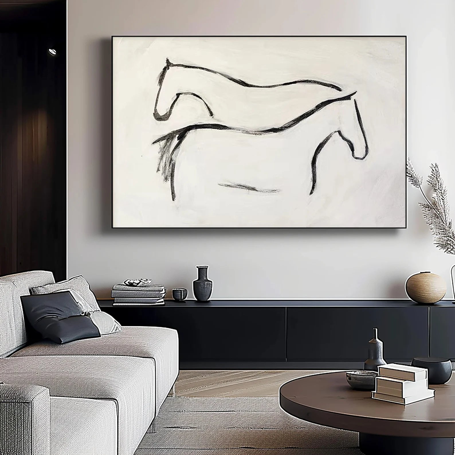 Textured Equine Simplicity | Black White