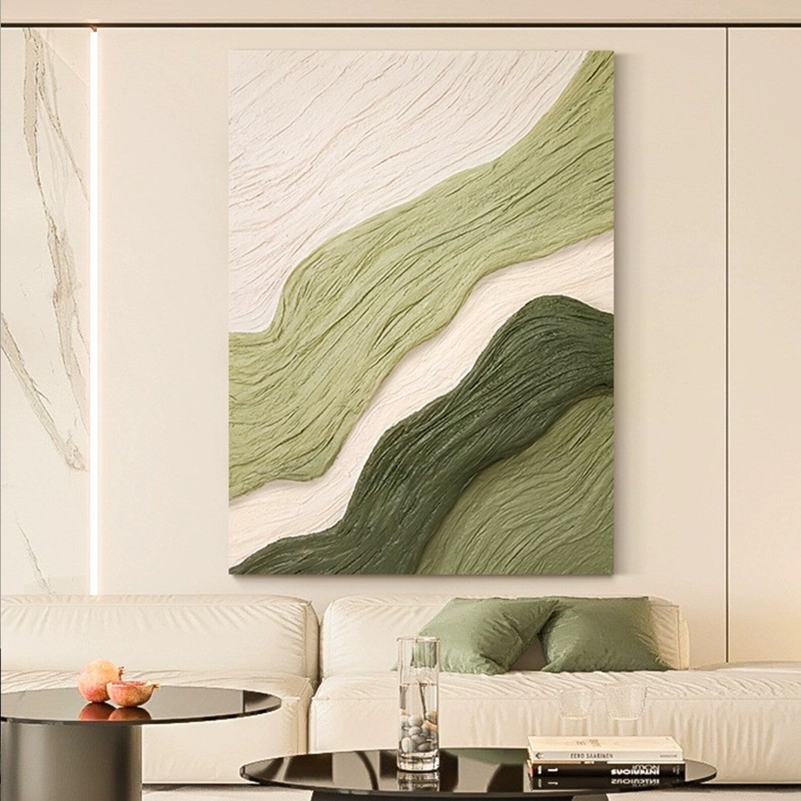 Textured Wave Verdure | Green White