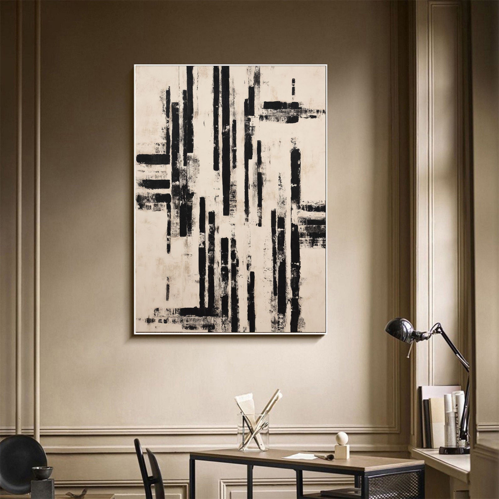 Black Strokes Abstract Art | Minimalist Sophistication