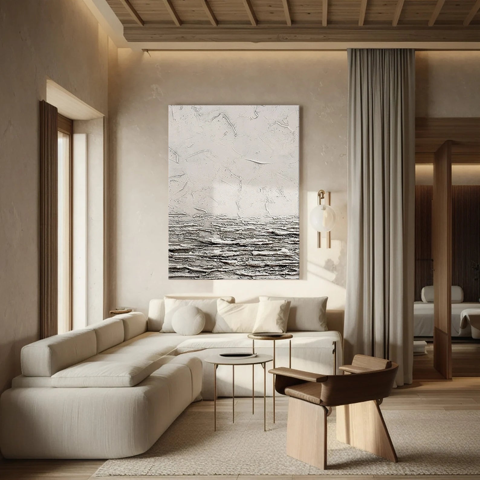 Textured Monochrome Depth | Grey Wave