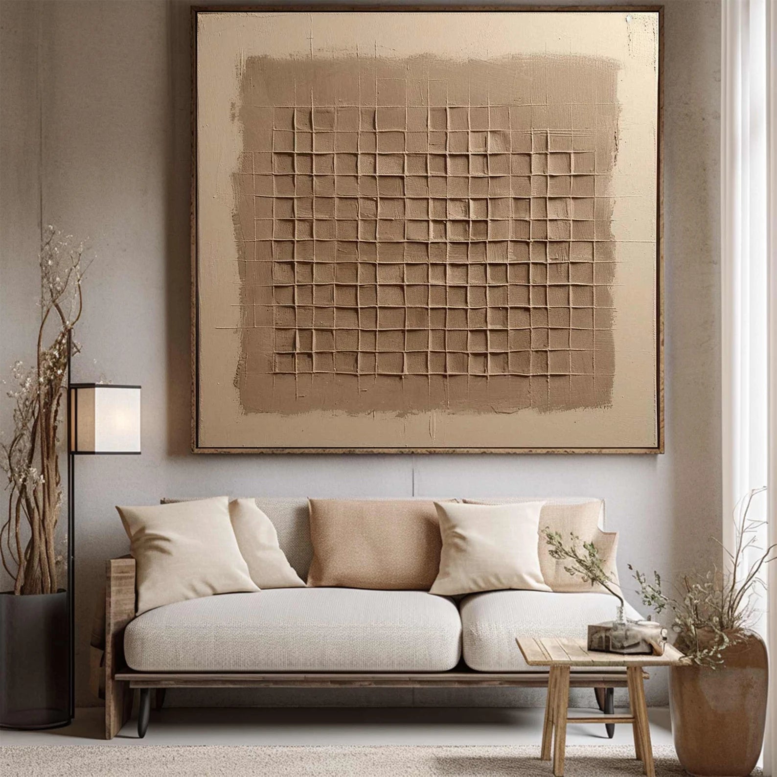 Textured Square Grid Art | Earthy Sophistication