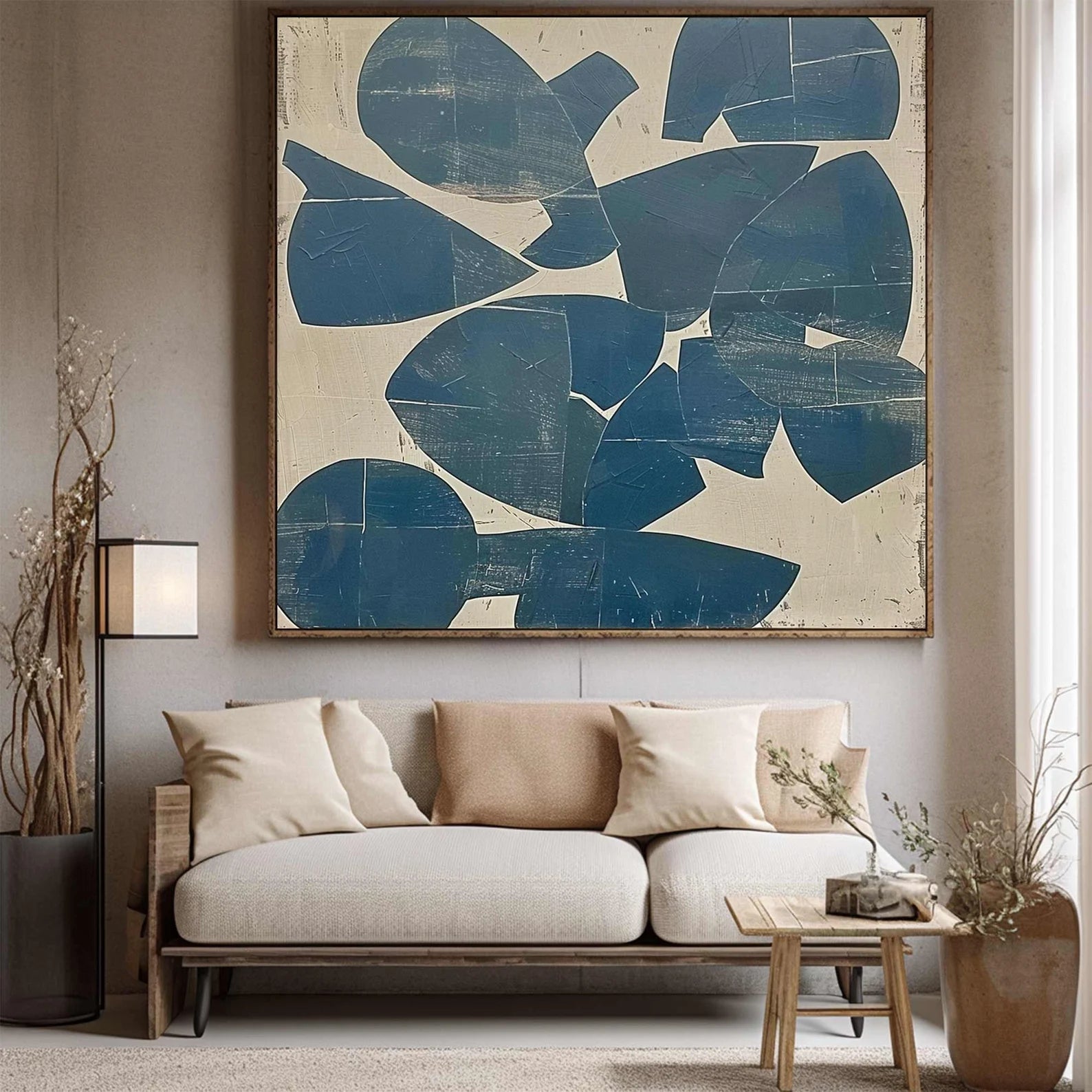 Abstract Navy Shape Art | Classic Sophistication