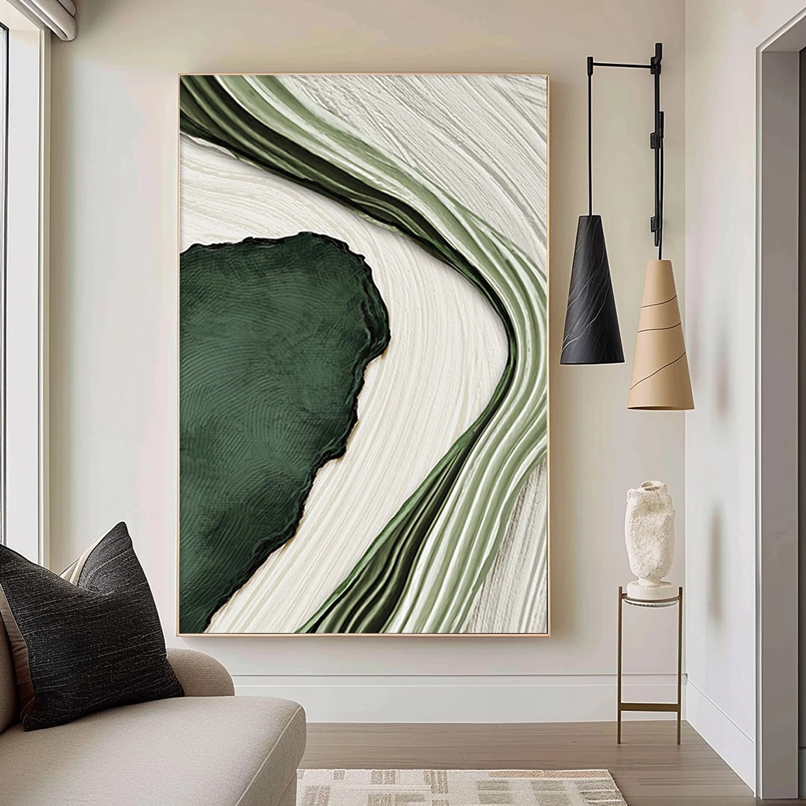 Textured Abstract Flow | Green White