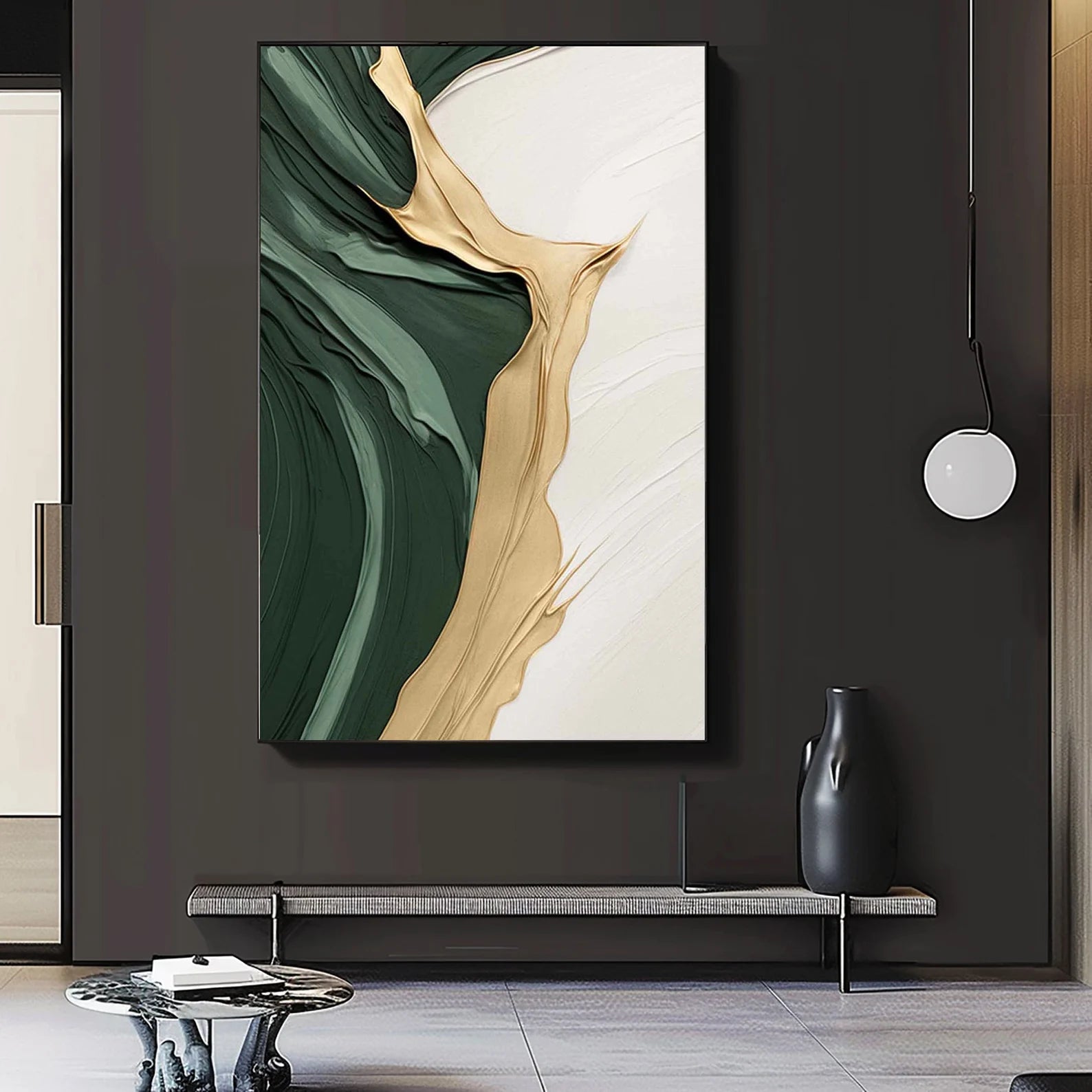 Textured Abstract Opulence | Green Gold