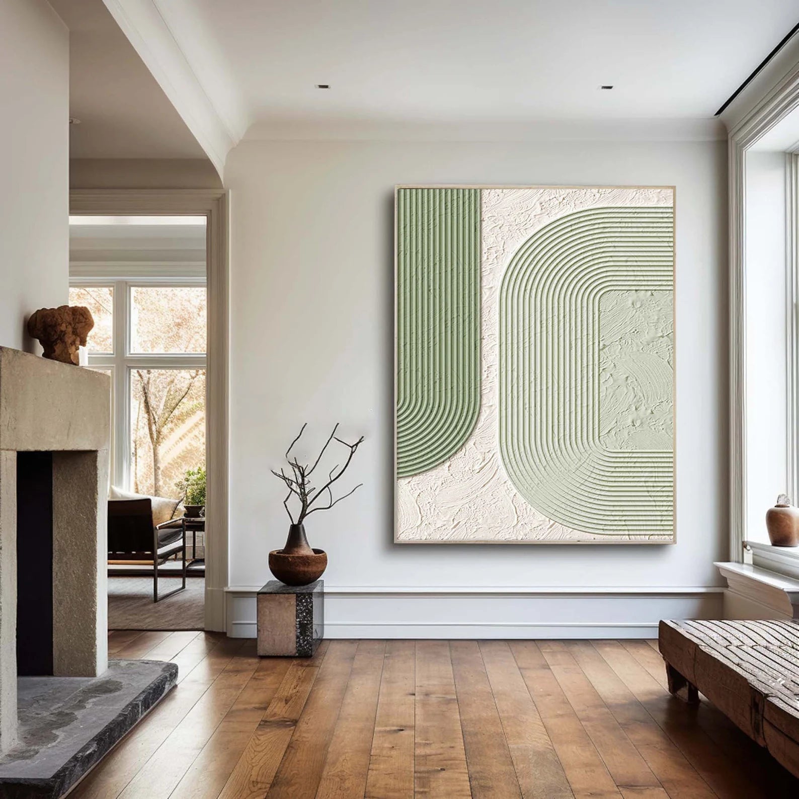 Textured Geometric Rhythm | Green White