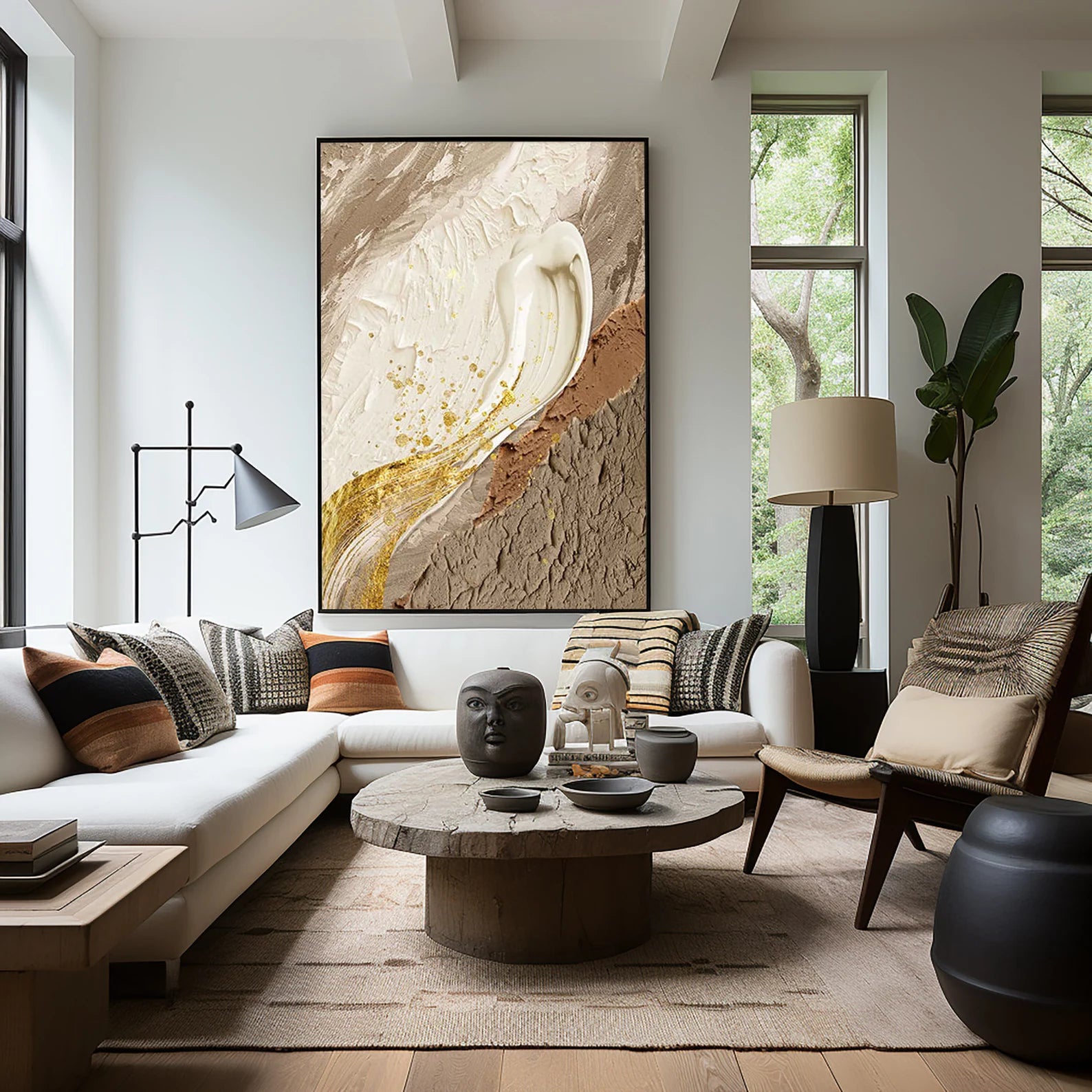 Textured Gold Beige Abstract | Opulent Depth