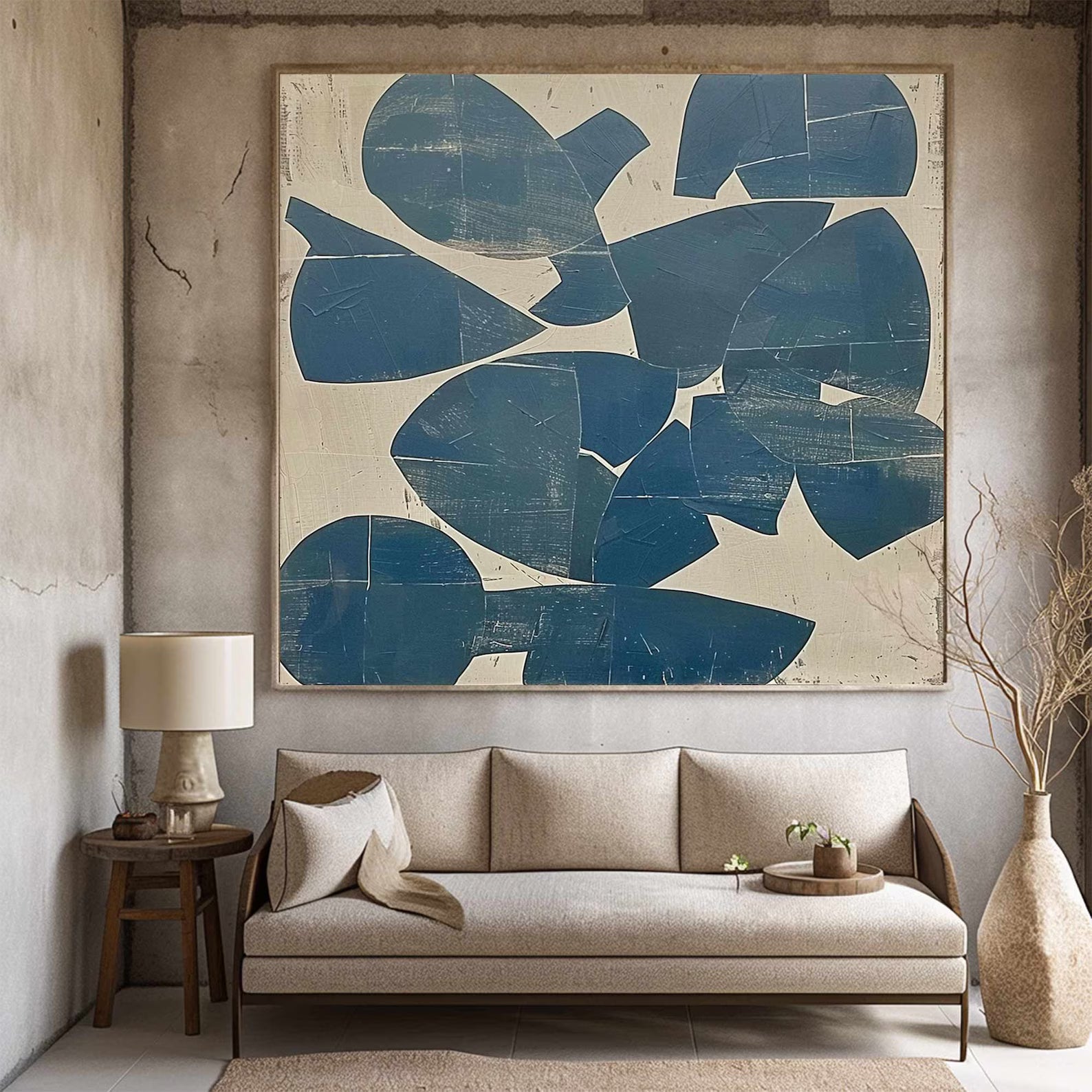 Abstract Navy Shape Art | Classic Sophistication