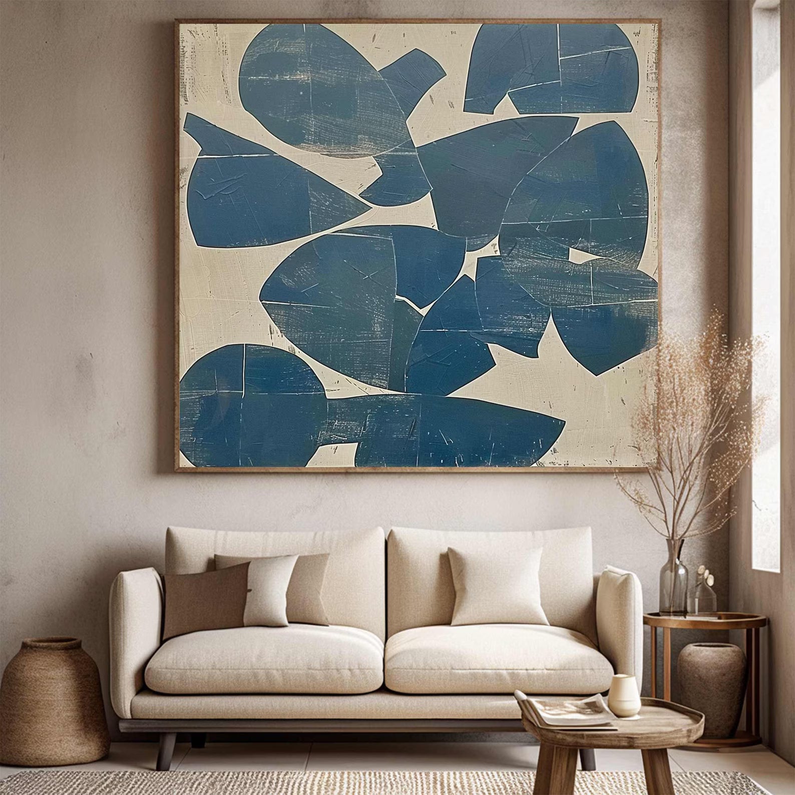 Abstract Navy Shape Art | Classic Sophistication