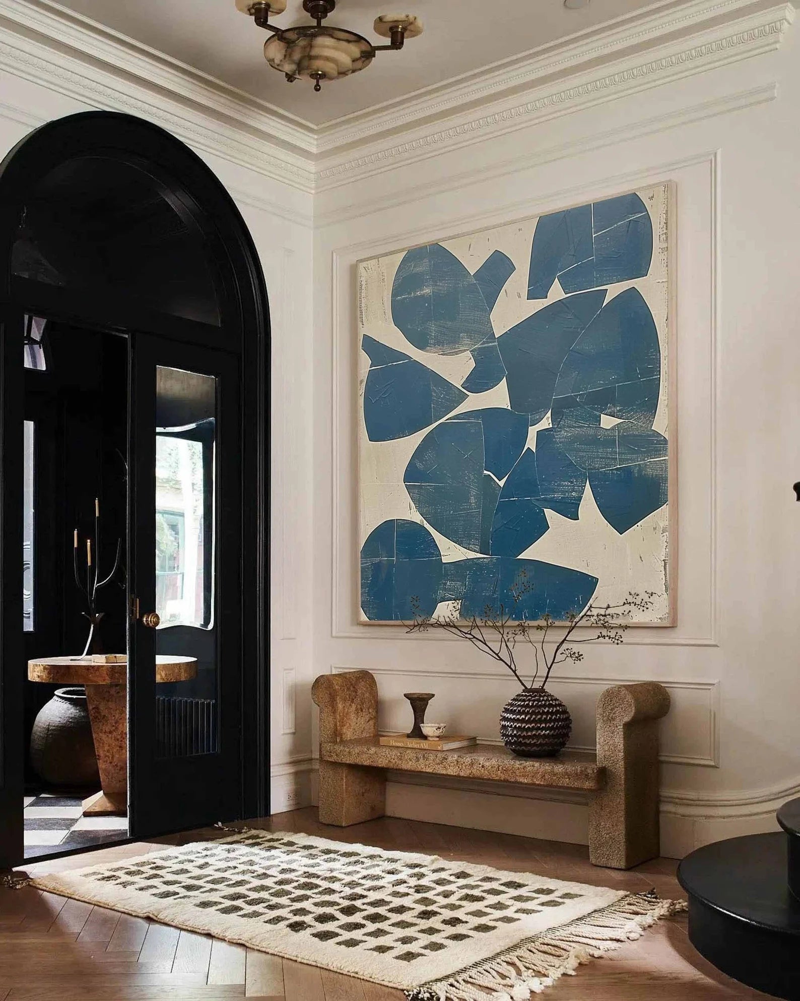 Abstract Navy Shape Art | Classic Sophistication