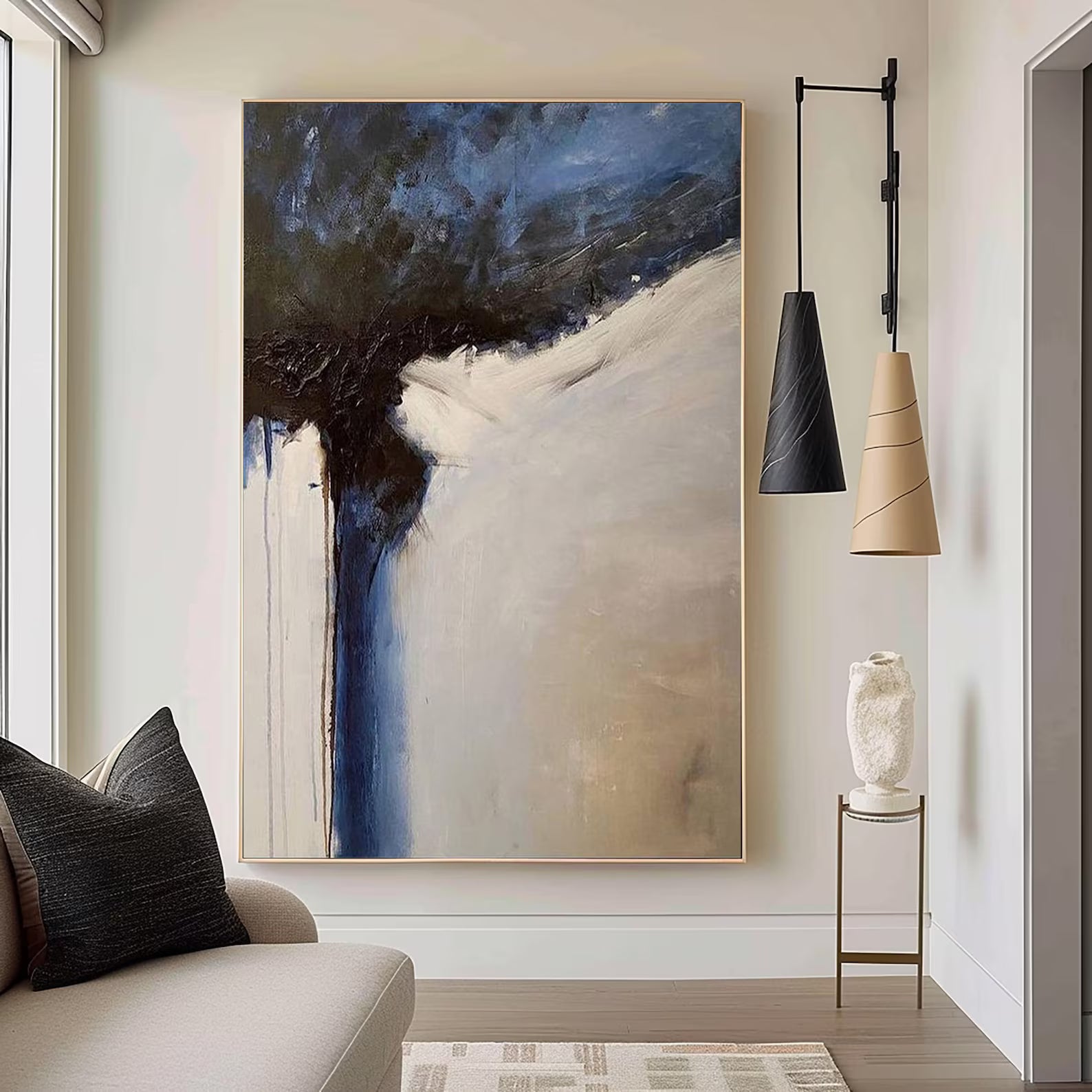 Textured Abstract Flow | Blue Beige