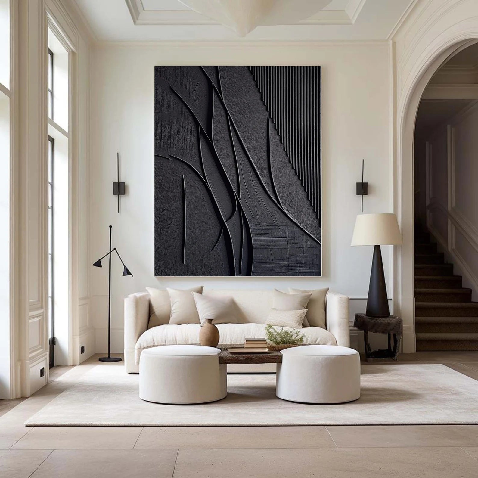 Textured Black Abstract Art | Modern Sophistication