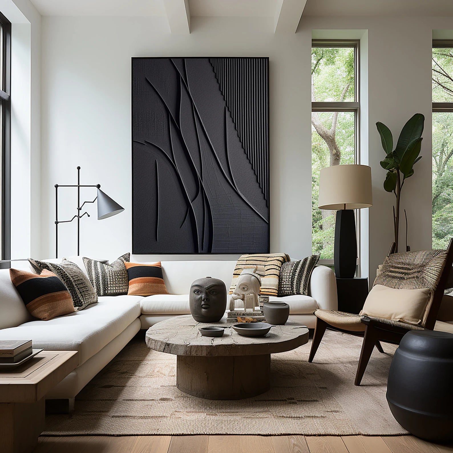 Textured Black Abstract Art | Modern Sophistication