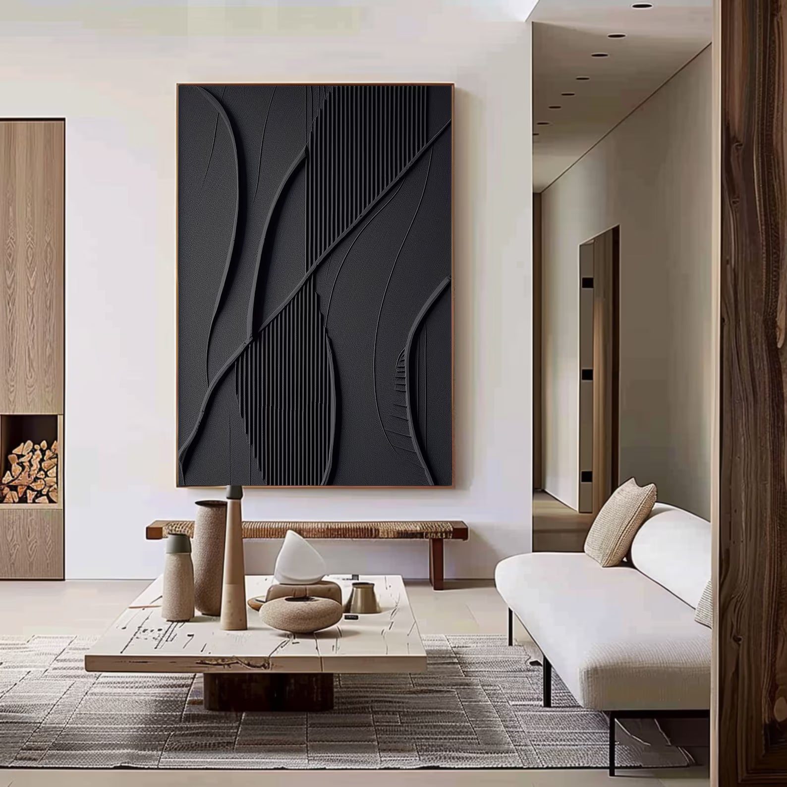 Textured Geometric Sophistication | Black Luxe