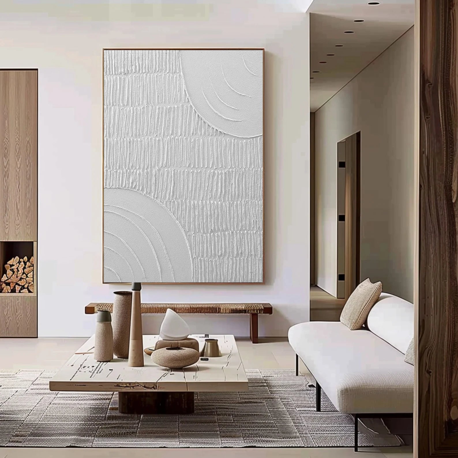 Textured Geometric Purity | White Minimal